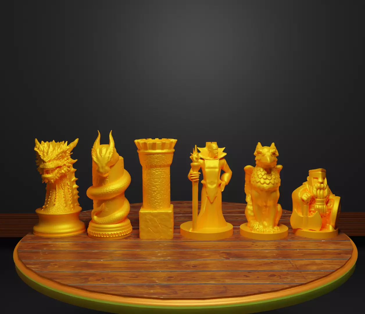 Dragon Figure Chess Set Epic Dragon Character Chess Pieces  3D print model_0