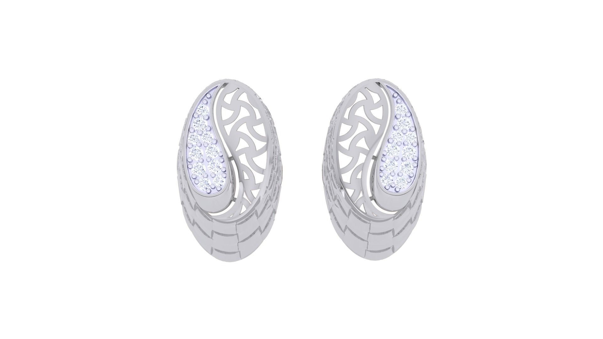 Women studs Earrings 3dm stl 3mf obj glb gltf mtl render detail 3D print model_8
