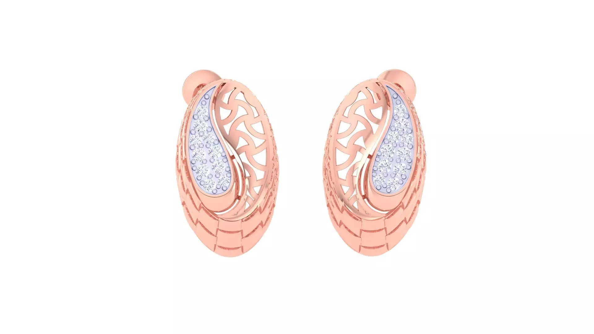 Women studs Earrings 3dm stl 3mf obj glb gltf mtl render detail 3D print model_0