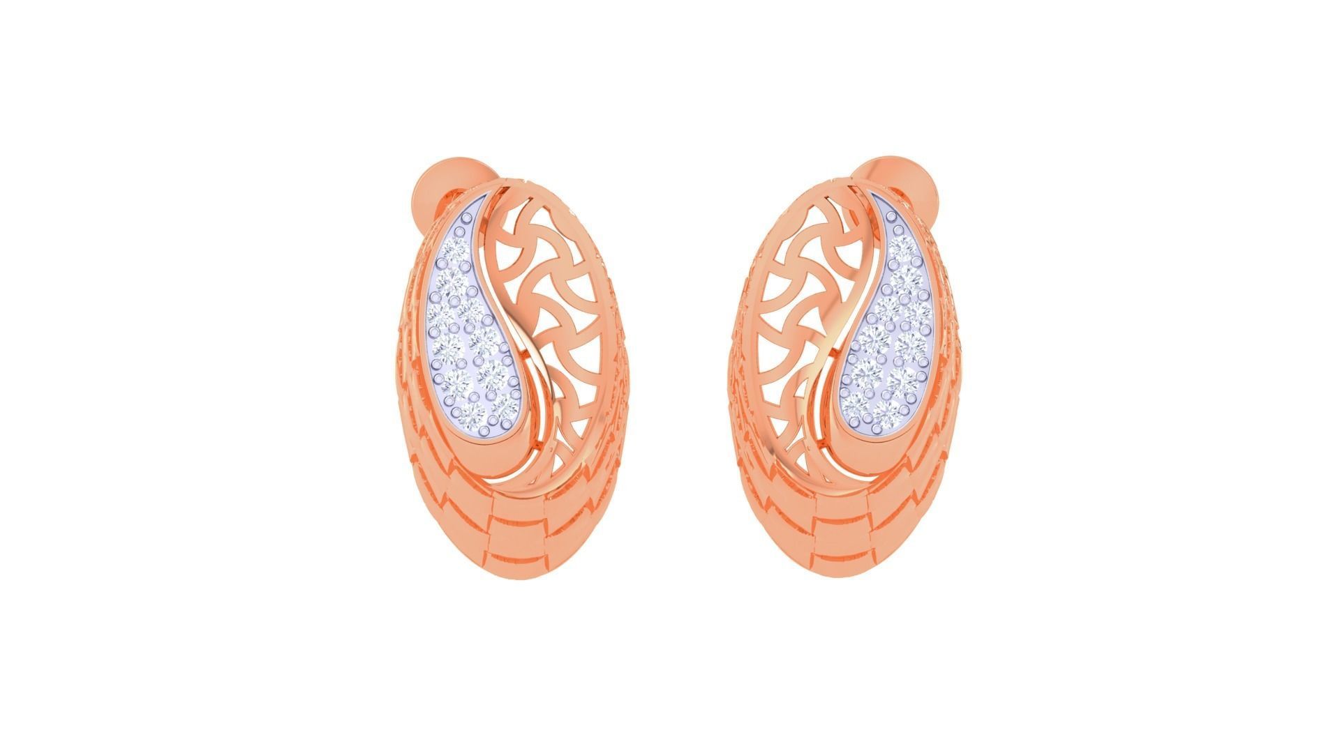 Women studs Earrings 3dm stl 3mf obj glb gltf mtl render detail 3D print model_4