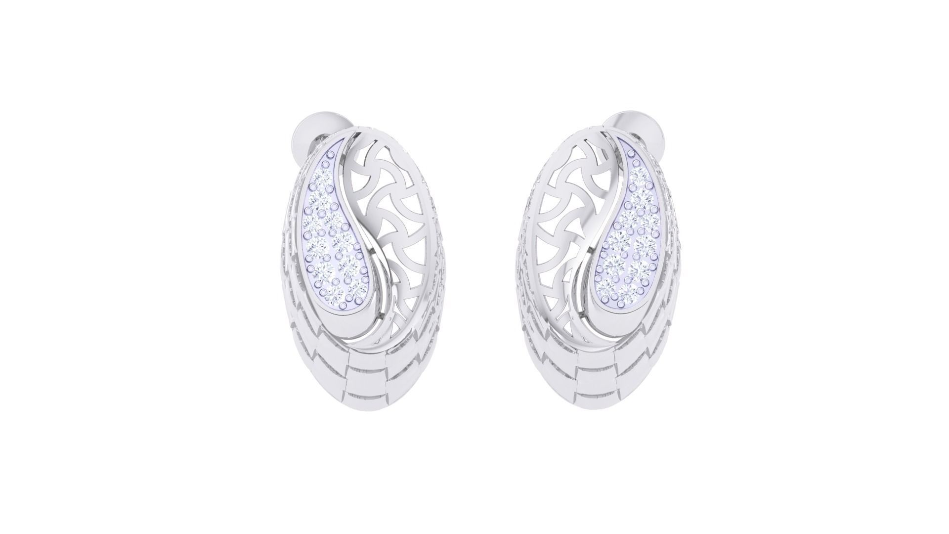 Women studs Earrings 3dm stl 3mf obj glb gltf mtl render detail 3D print model_1