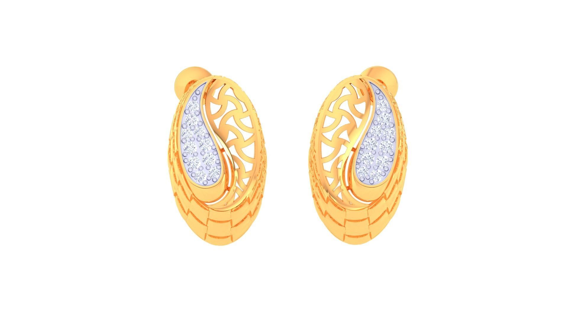 Women studs Earrings 3dm stl 3mf obj glb gltf mtl render detail 3D print model_5