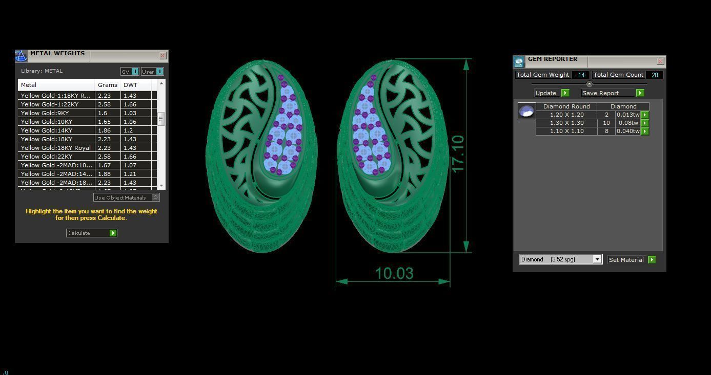 Women studs Earrings 3dm stl 3mf obj glb gltf mtl render detail 3D print model_3