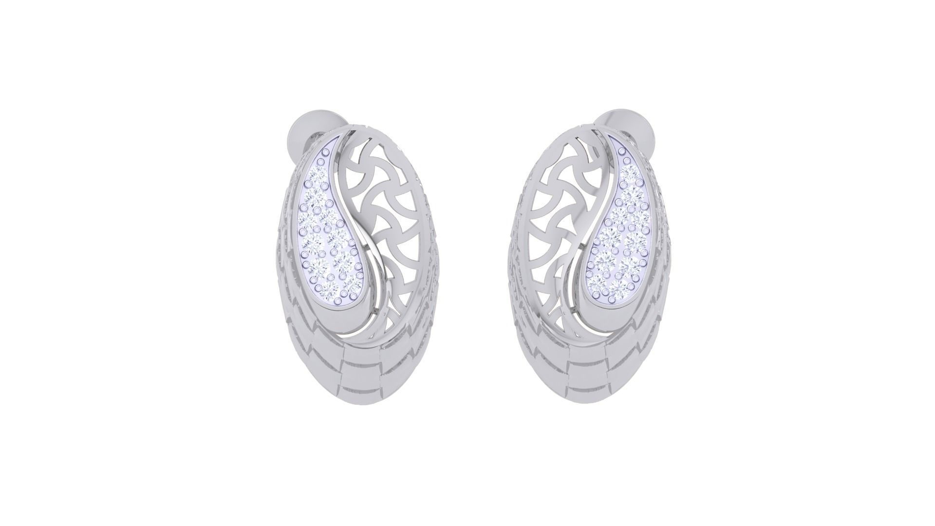 Women studs Earrings 3dm stl 3mf obj glb gltf mtl render detail 3D print model_6