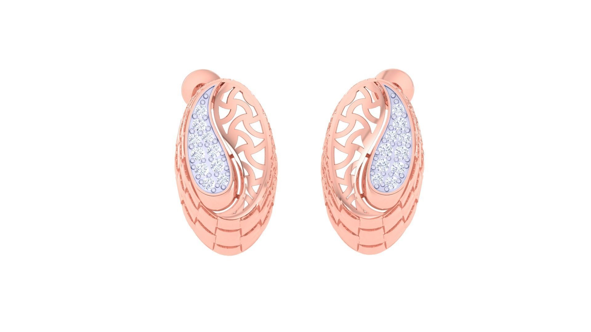 Women studs Earrings 3dm stl 3mf obj glb gltf mtl render detail 3D print model_2