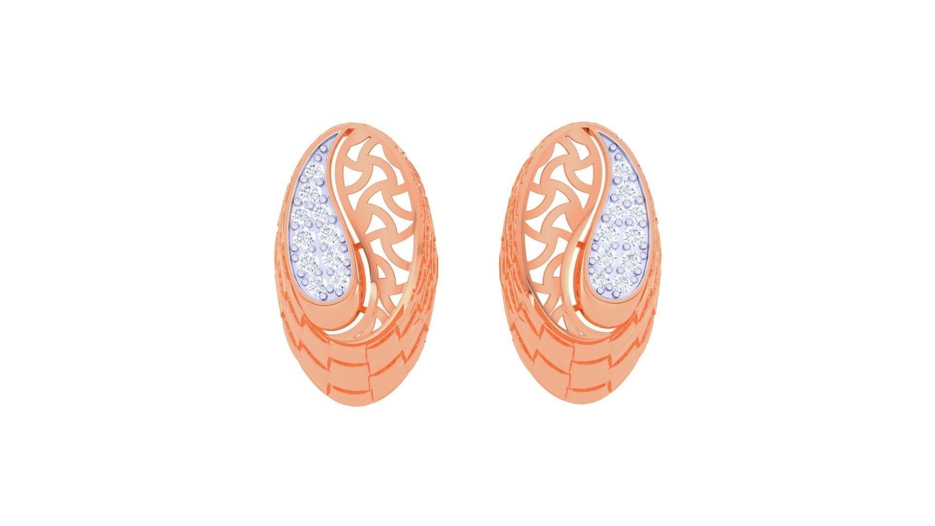 Women studs Earrings 3dm stl 3mf obj glb gltf mtl render detail 3D print model_9