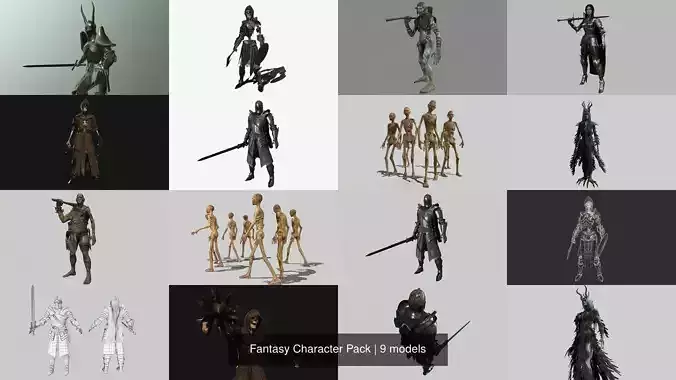  Fantasy Character Pack 3D Model Collection