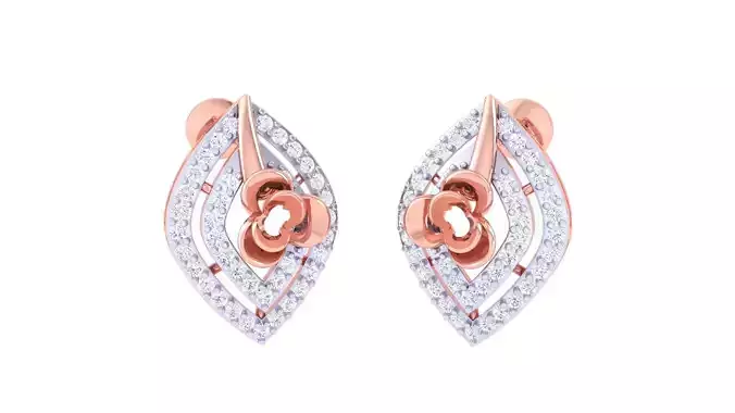 Women studs Earrings 3dm stl 3mf obj glb gltf mtl render detail