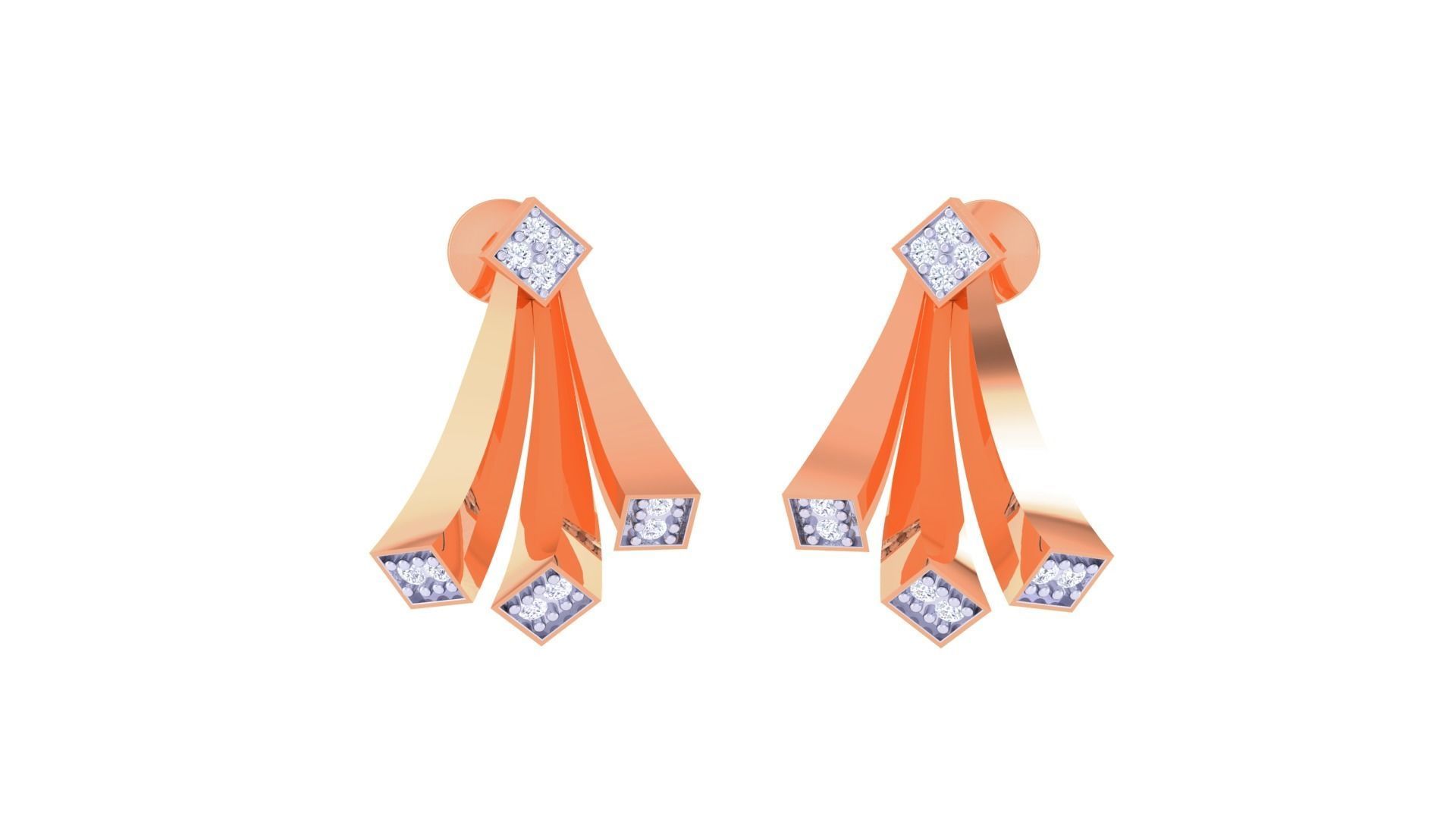 Women studs Earrings 3dm stl 3mf obj glb gltf mtl render detail 3D print model_5