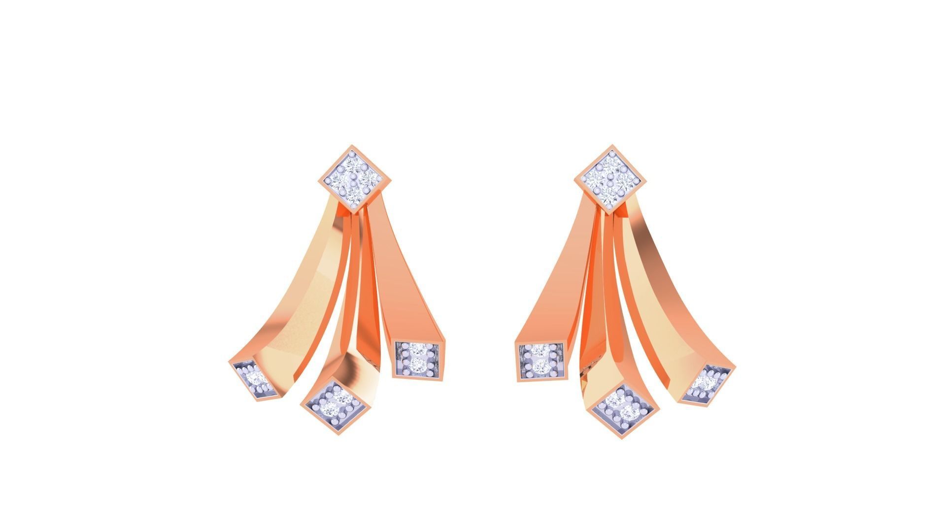 Women studs Earrings 3dm stl 3mf obj glb gltf mtl render detail 3D print model_7