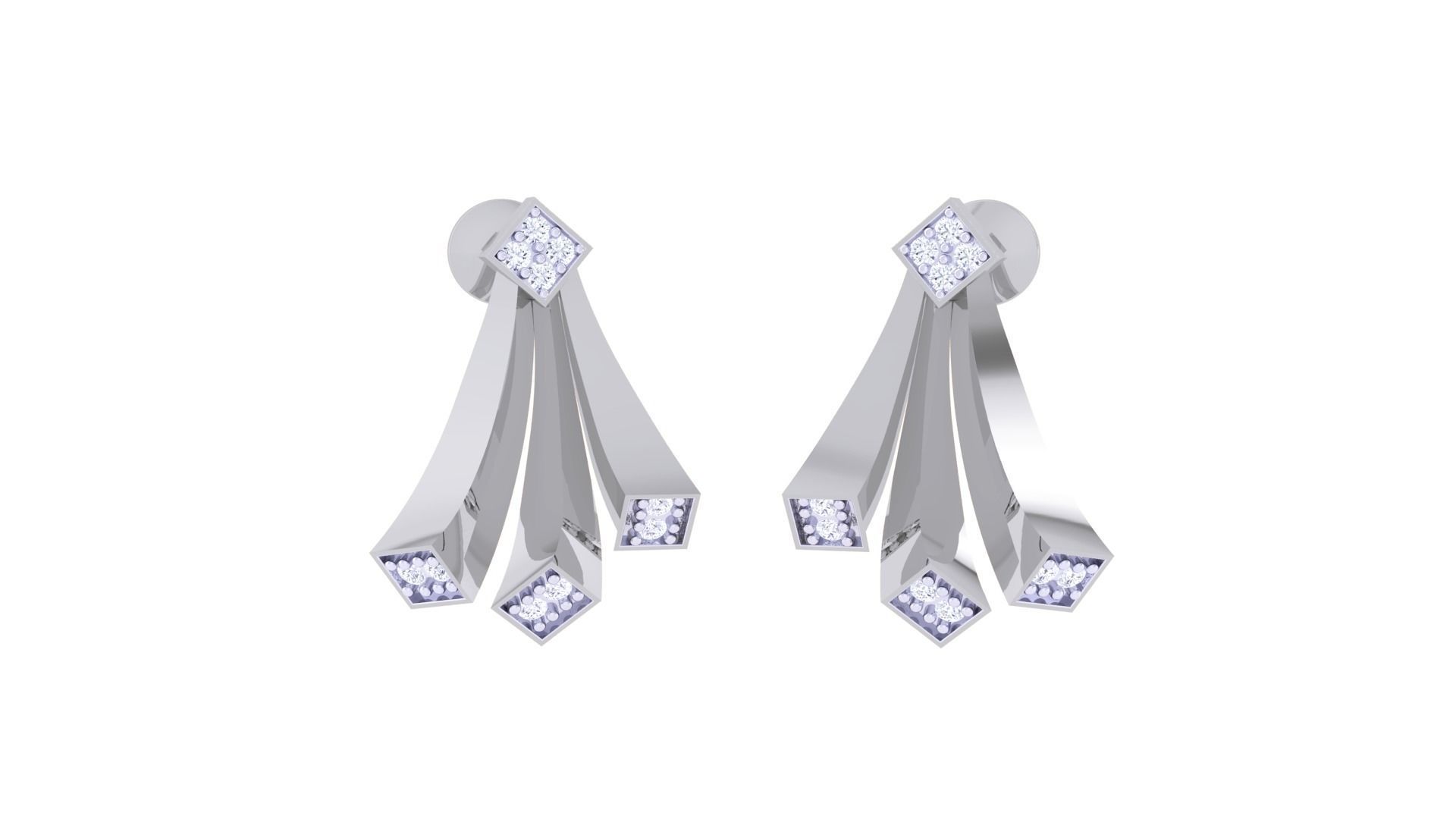 Women studs Earrings 3dm stl 3mf obj glb gltf mtl render detail 3D print model_3