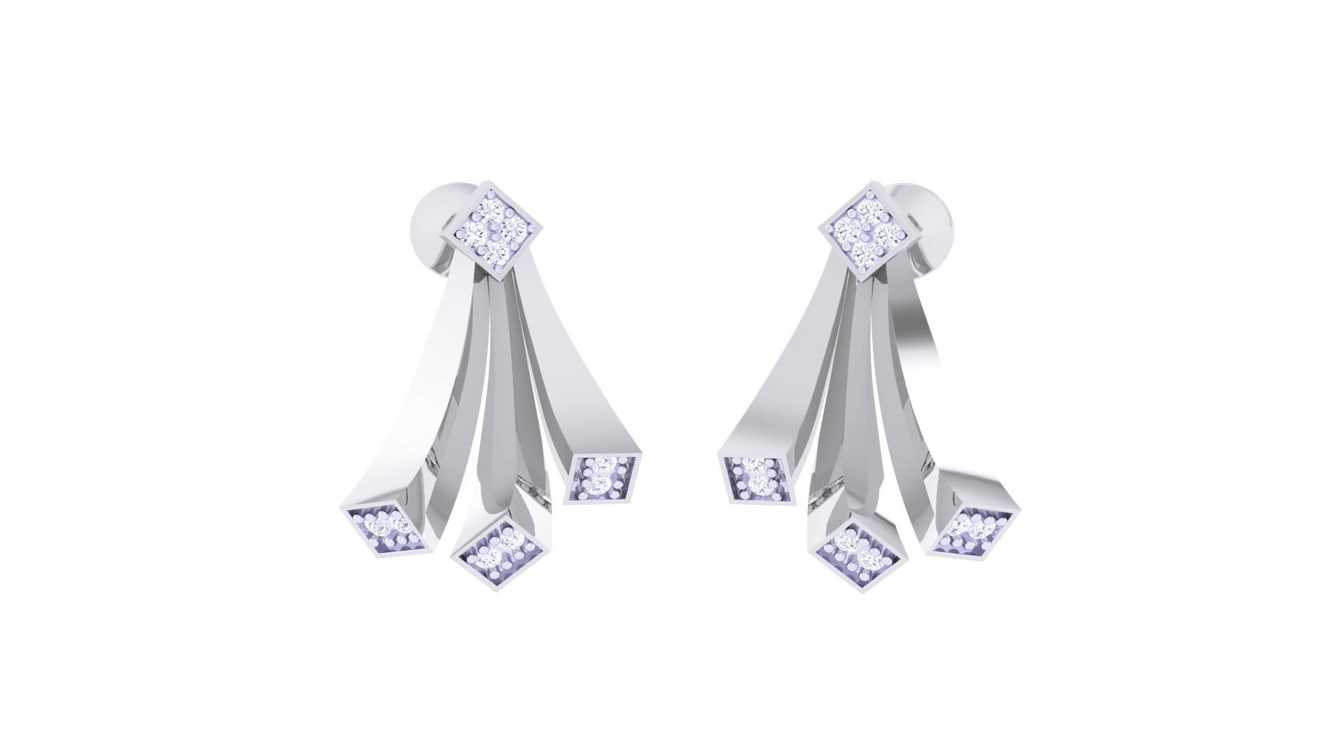 Women studs Earrings 3dm stl 3mf obj glb gltf mtl render detail 3D print model_2