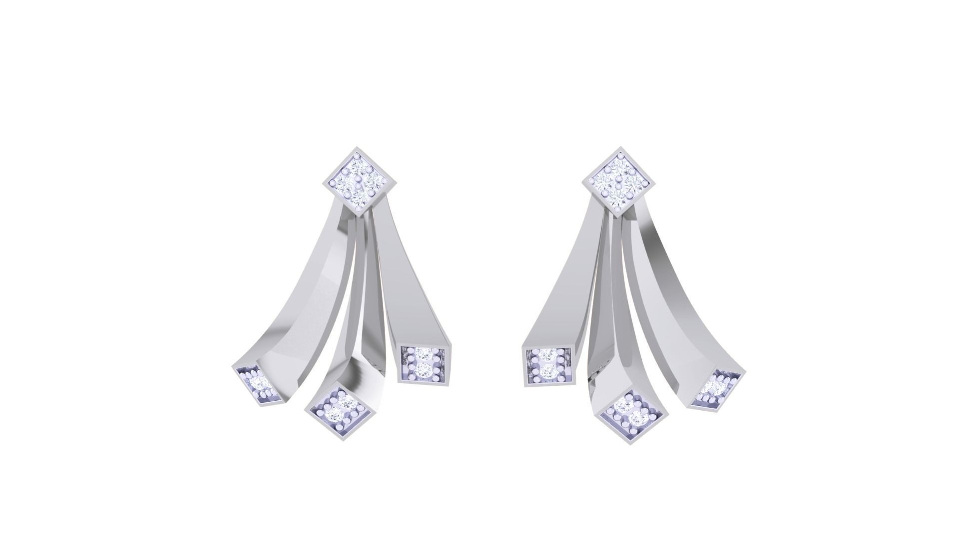 Women studs Earrings 3dm stl 3mf obj glb gltf mtl render detail 3D print model_9