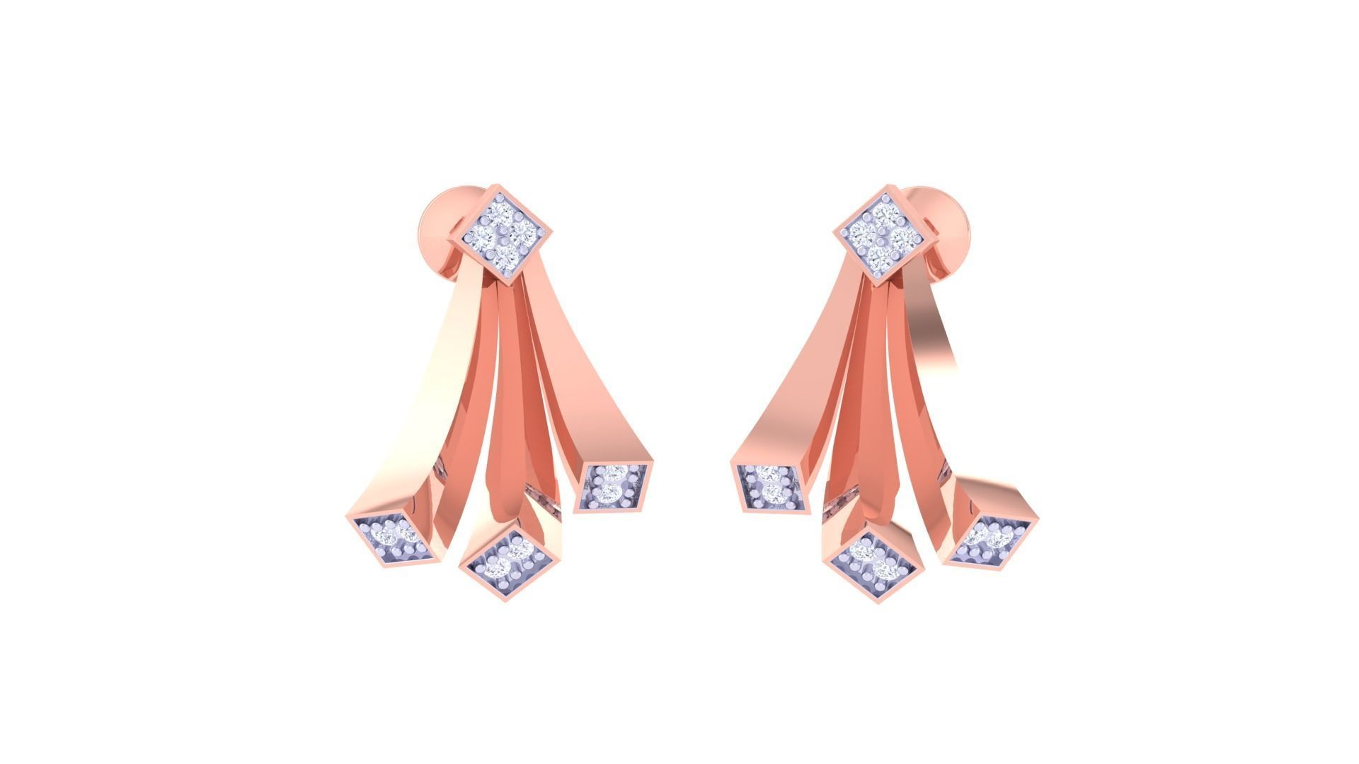 Women studs Earrings 3dm stl 3mf obj glb gltf mtl render detail 3D print model_1