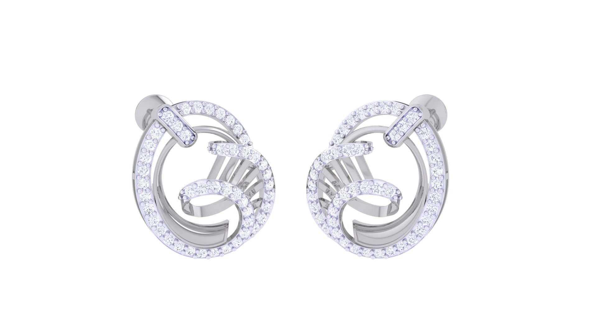 Women studs Earrings 3dm stl 3mf obj glb gltf mtl render detail 3D print model_6