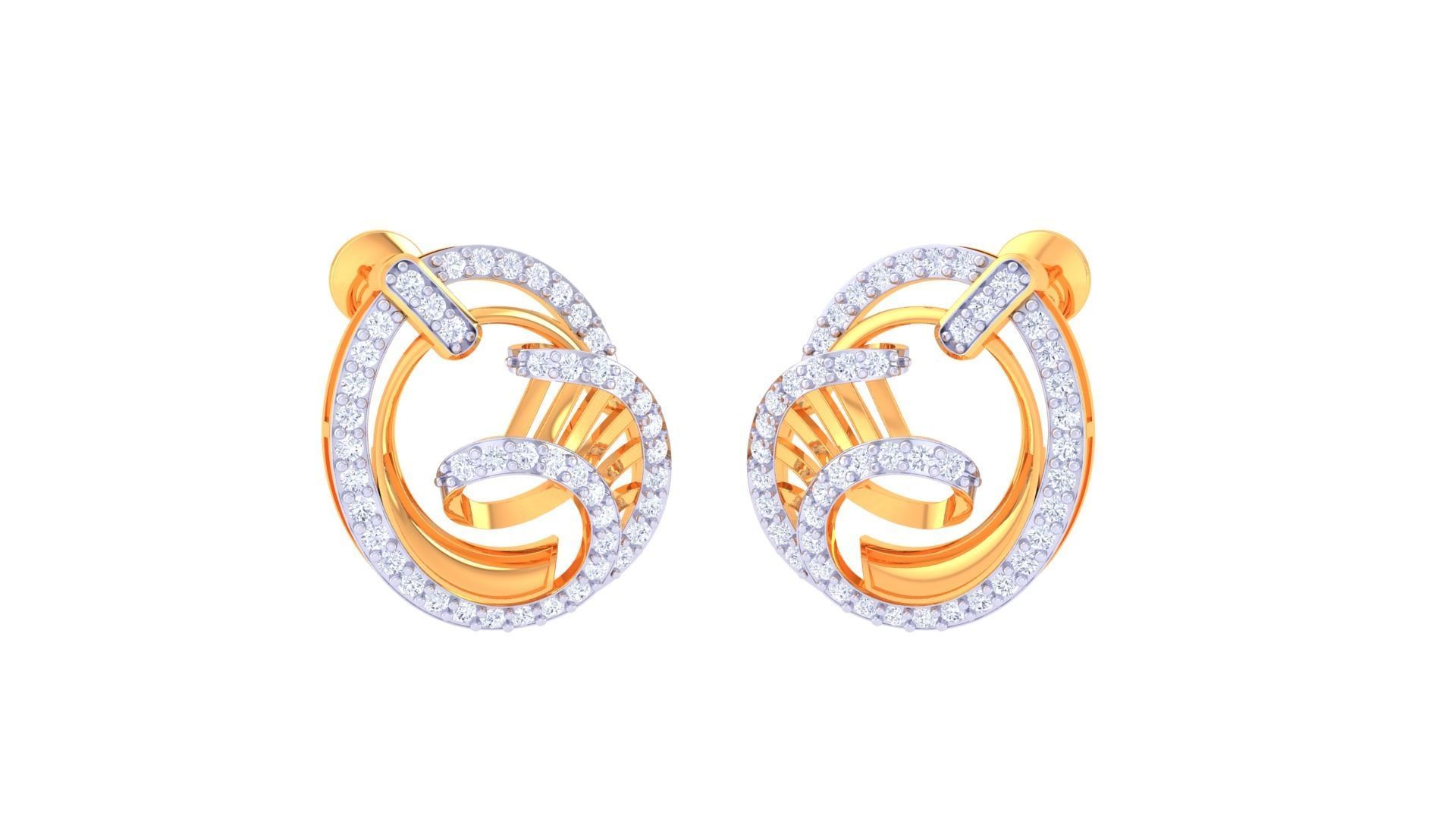 Women studs Earrings 3dm stl 3mf obj glb gltf mtl render detail 3D print model_5