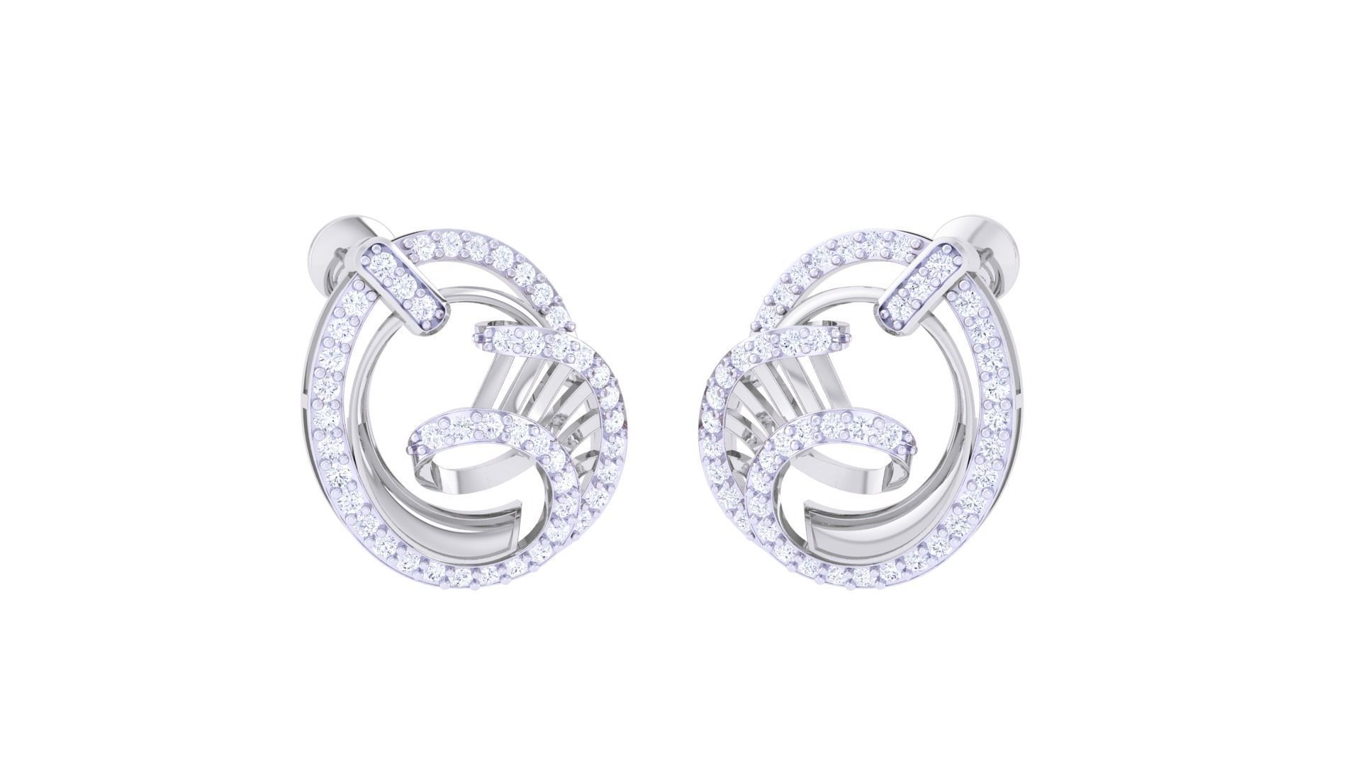 Women studs Earrings 3dm stl 3mf obj glb gltf mtl render detail 3D print model_2