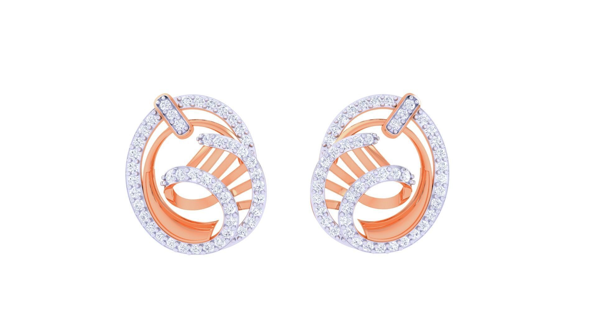 Women studs Earrings 3dm stl 3mf obj glb gltf mtl render detail 3D print model_9