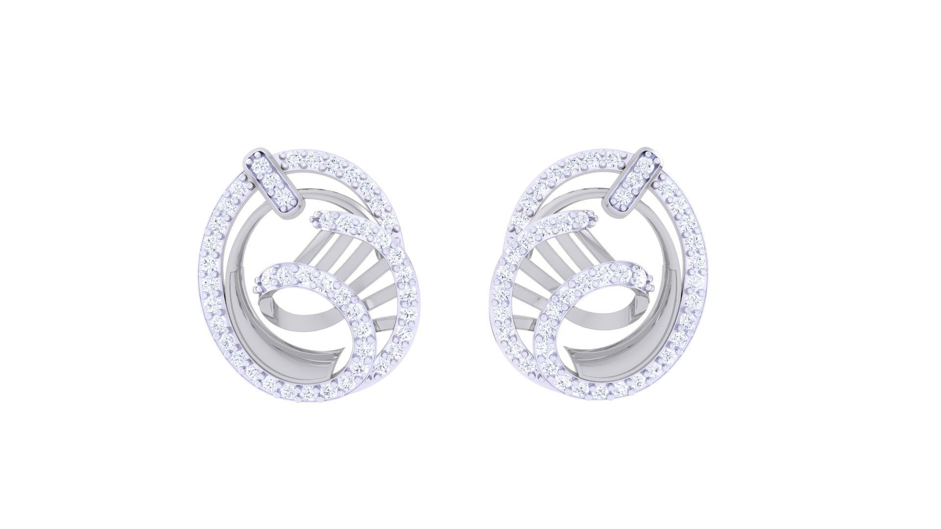 Women studs Earrings 3dm stl 3mf obj glb gltf mtl render detail 3D print model_8