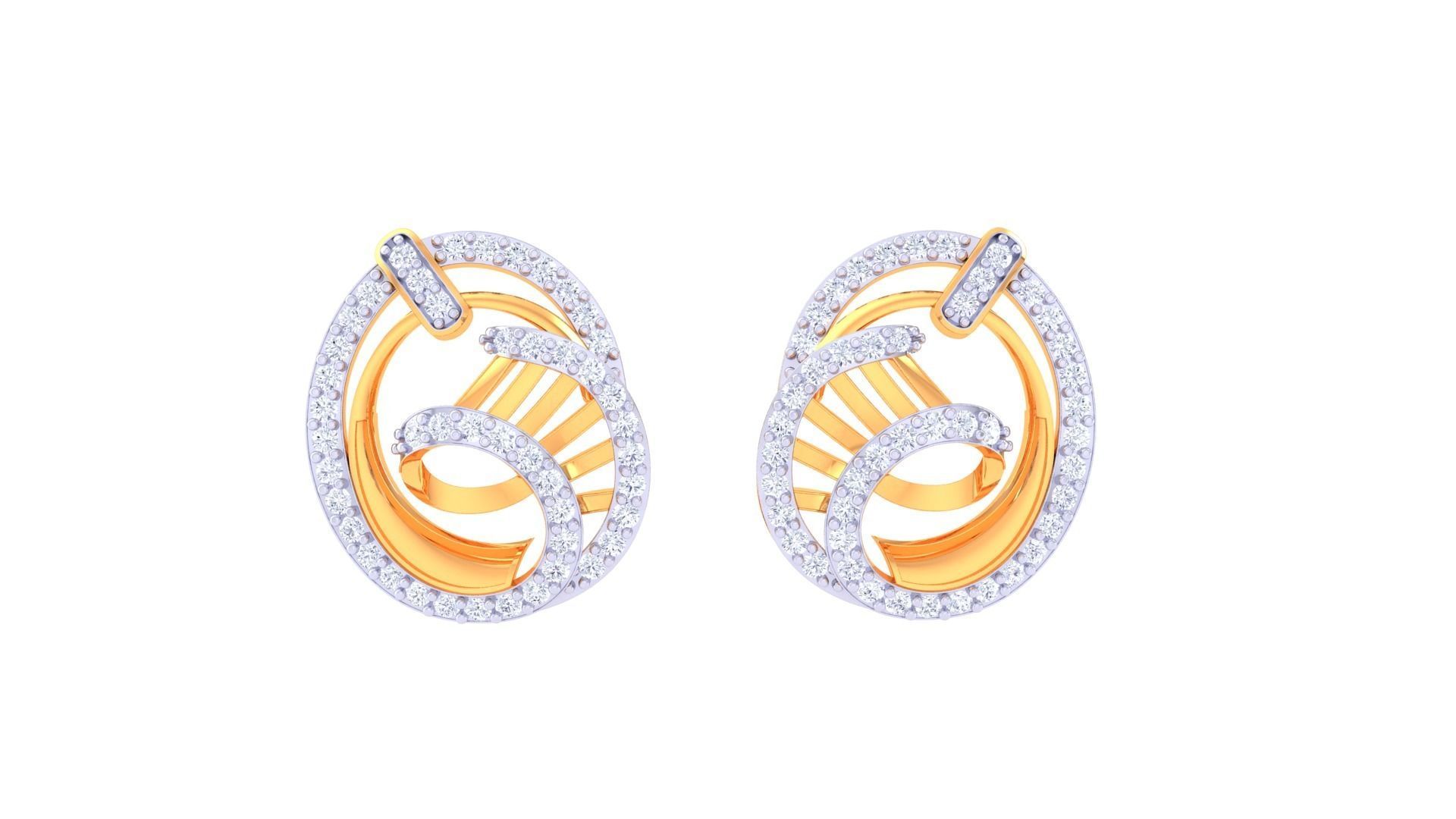 Women studs Earrings 3dm stl 3mf obj glb gltf mtl render detail 3D print model_7