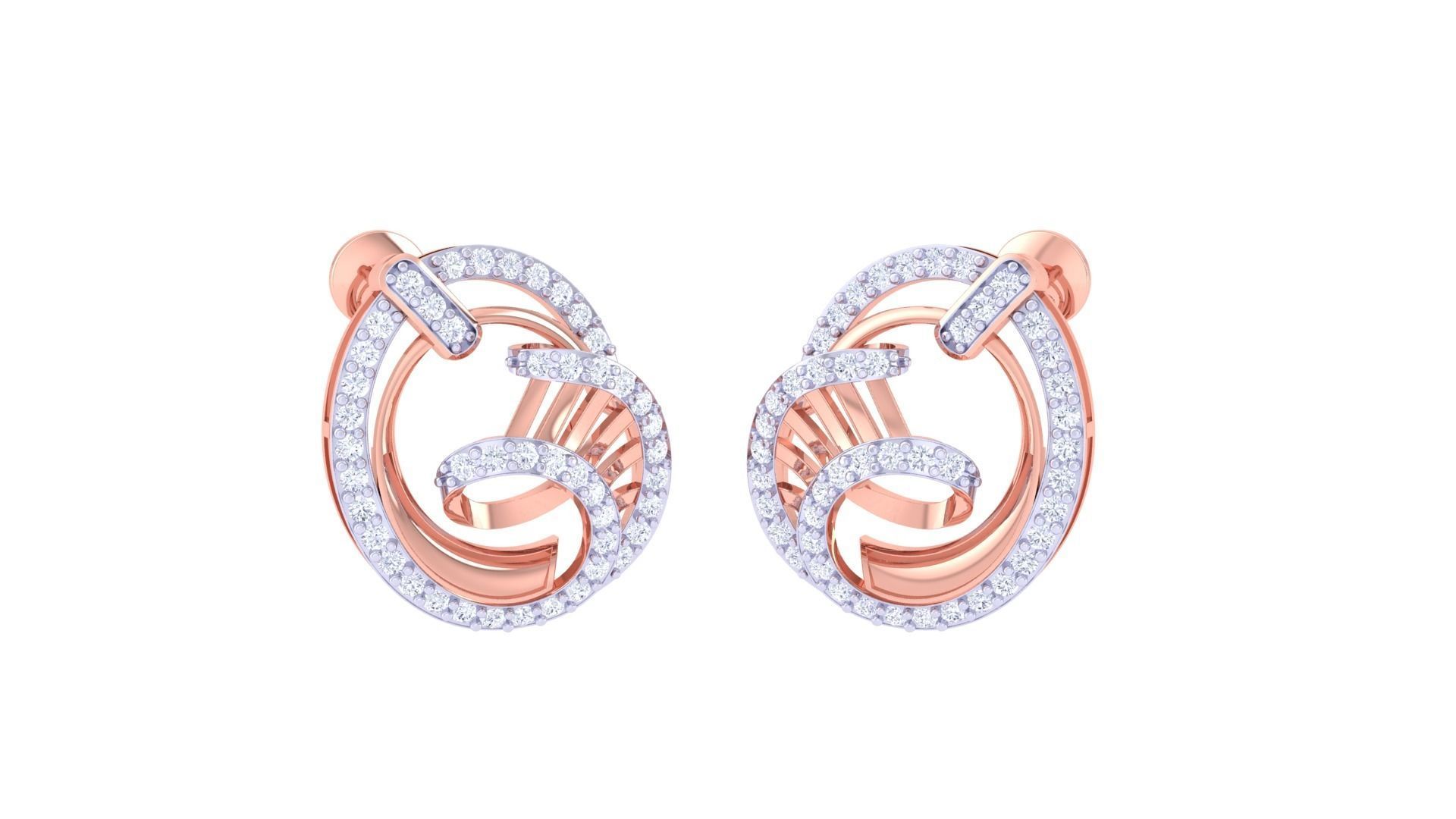 Women studs Earrings 3dm stl 3mf obj glb gltf mtl render detail 3D print model_1