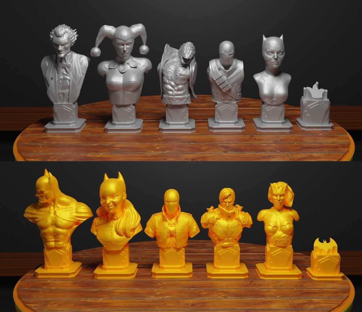 Batman Versus Joker Figure Chess Set Suicide Squad Character 3D print model_8