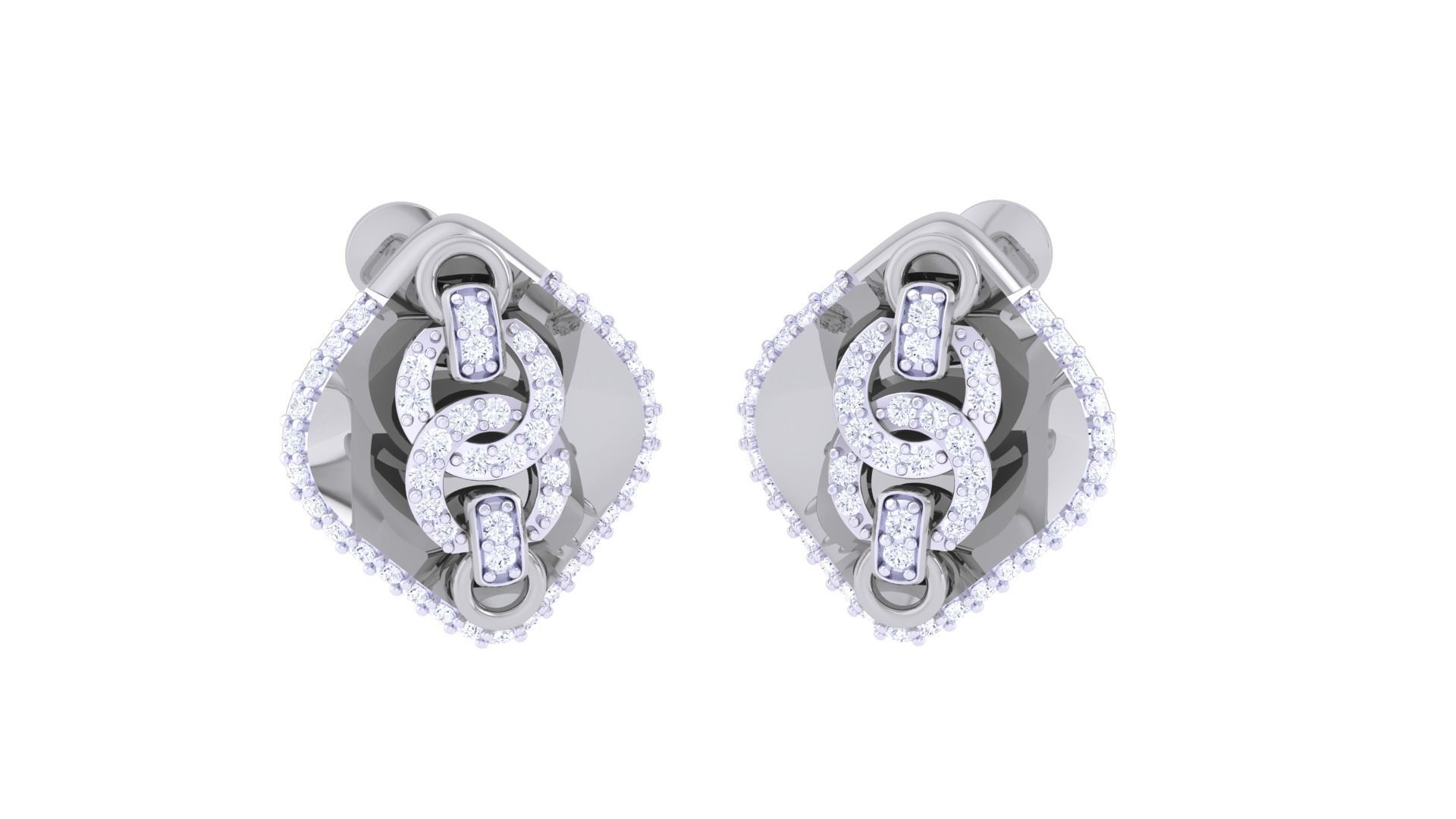 Women studs Earrings 3dm stl 3mf obj glb gltf mtl render detail 3D print model_5