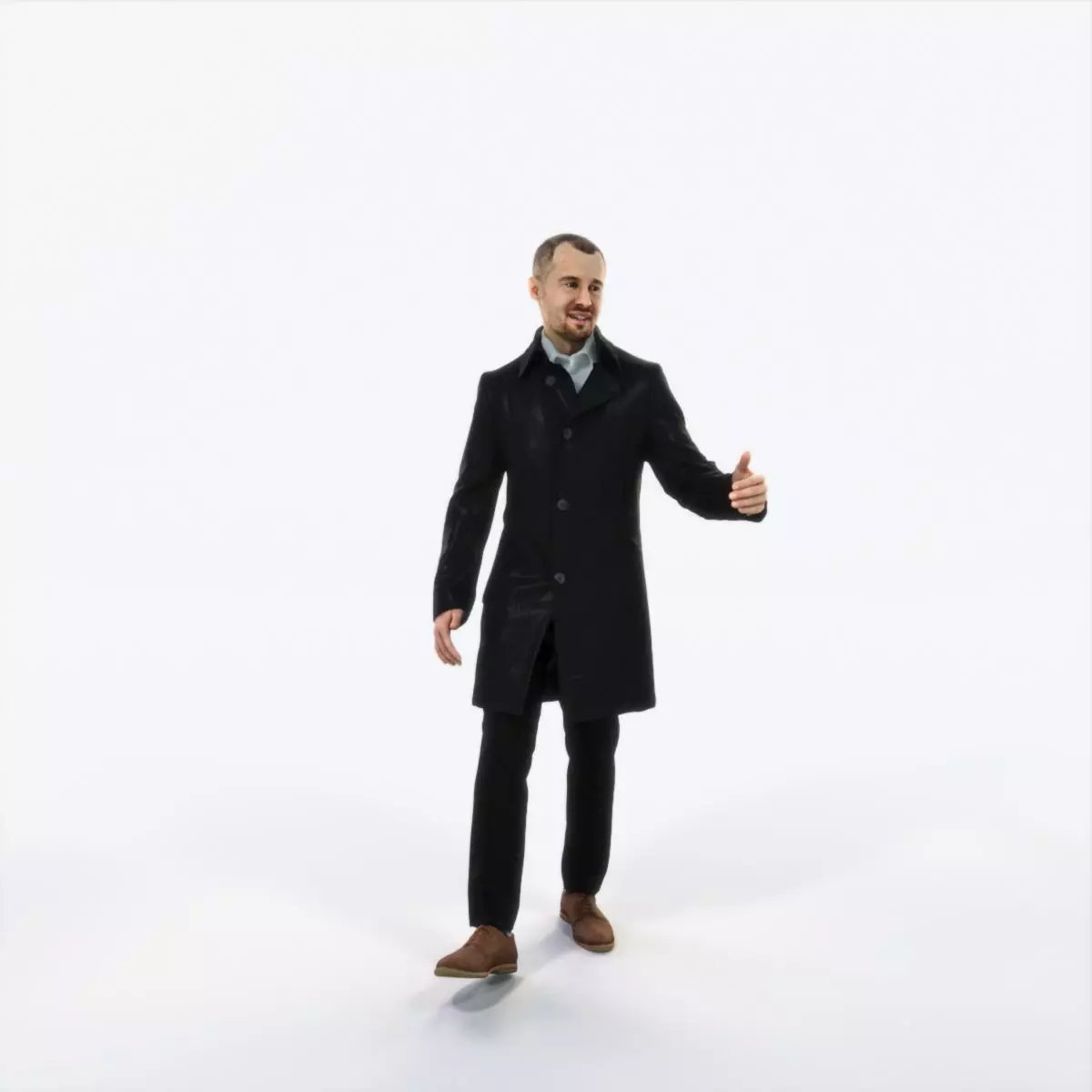 Master 10B Couple walking Business Man Low-poly 3D model_0