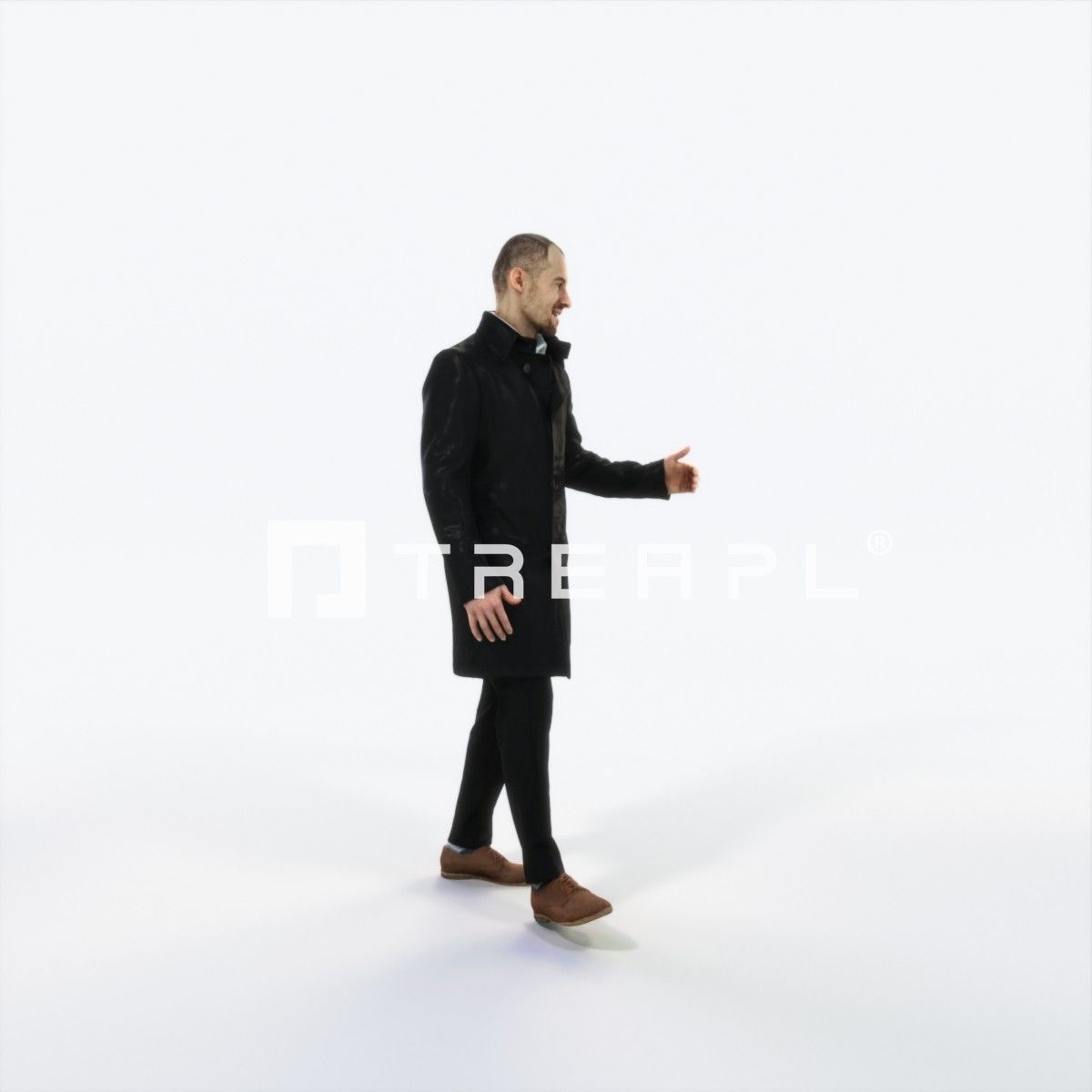 Master 10B Couple walking Business Man Low-poly 3D model_2