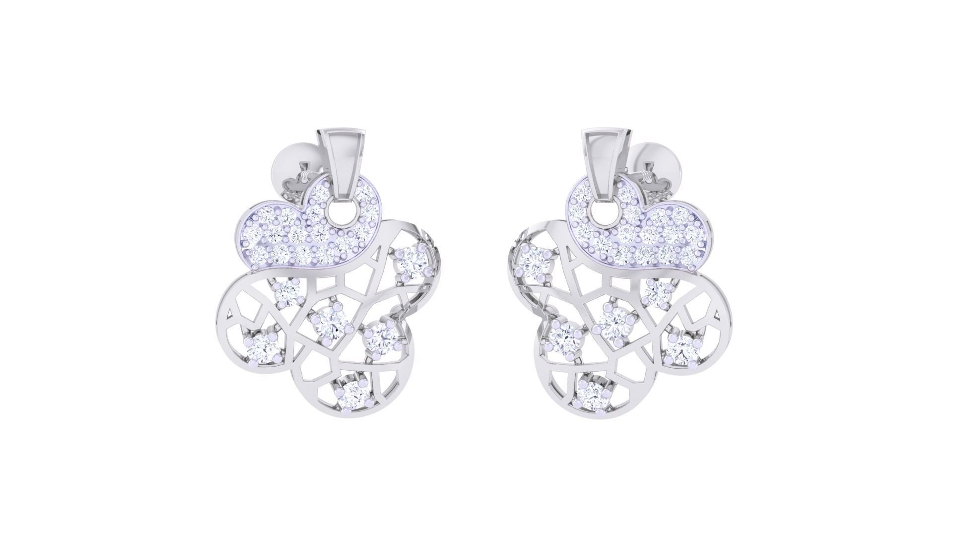 Women studs Earrings 3dm stl 3mf obj glb gltf mtl render detail 3D print model_2