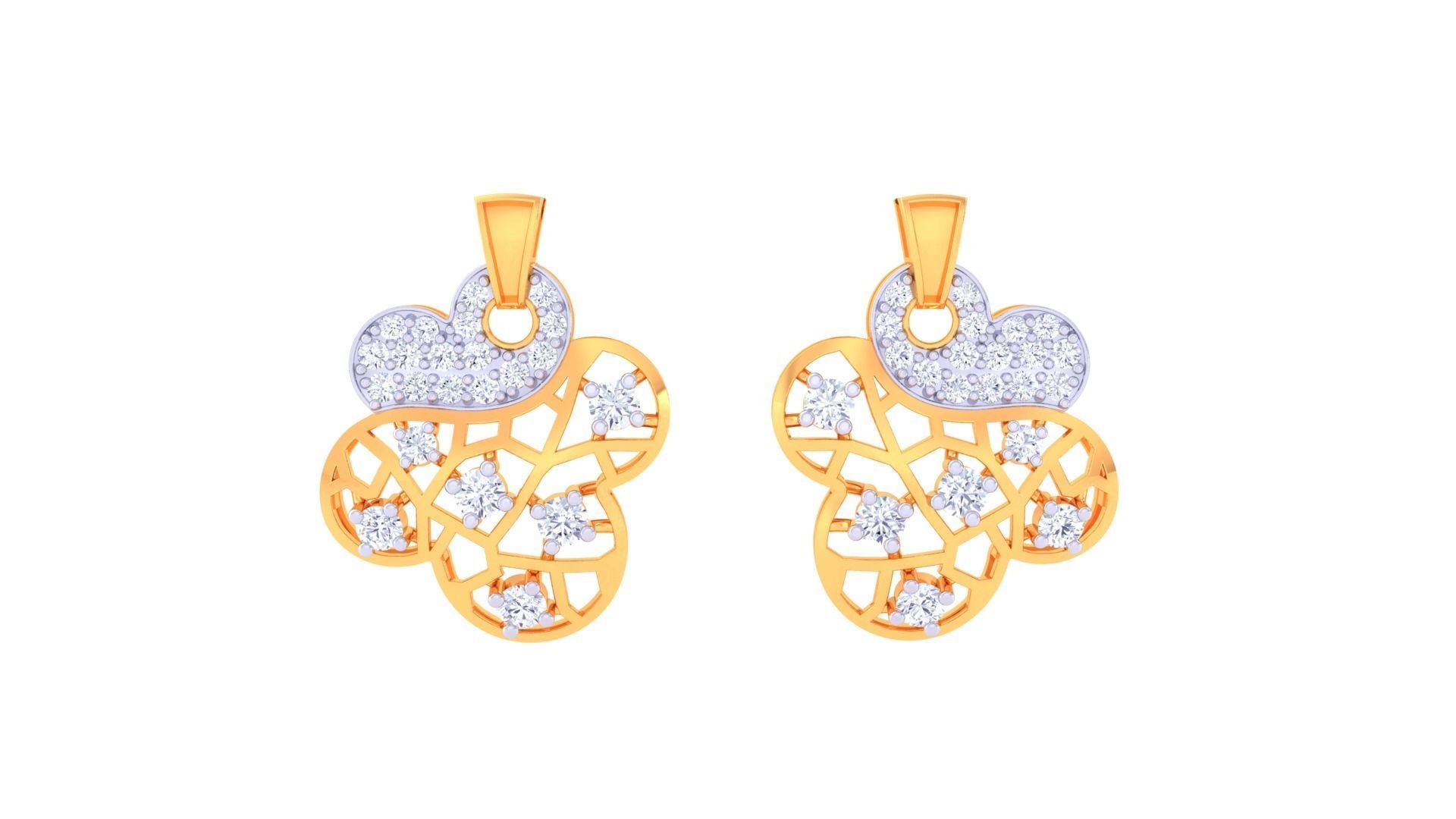 Women studs Earrings 3dm stl 3mf obj glb gltf mtl render detail 3D print model_7