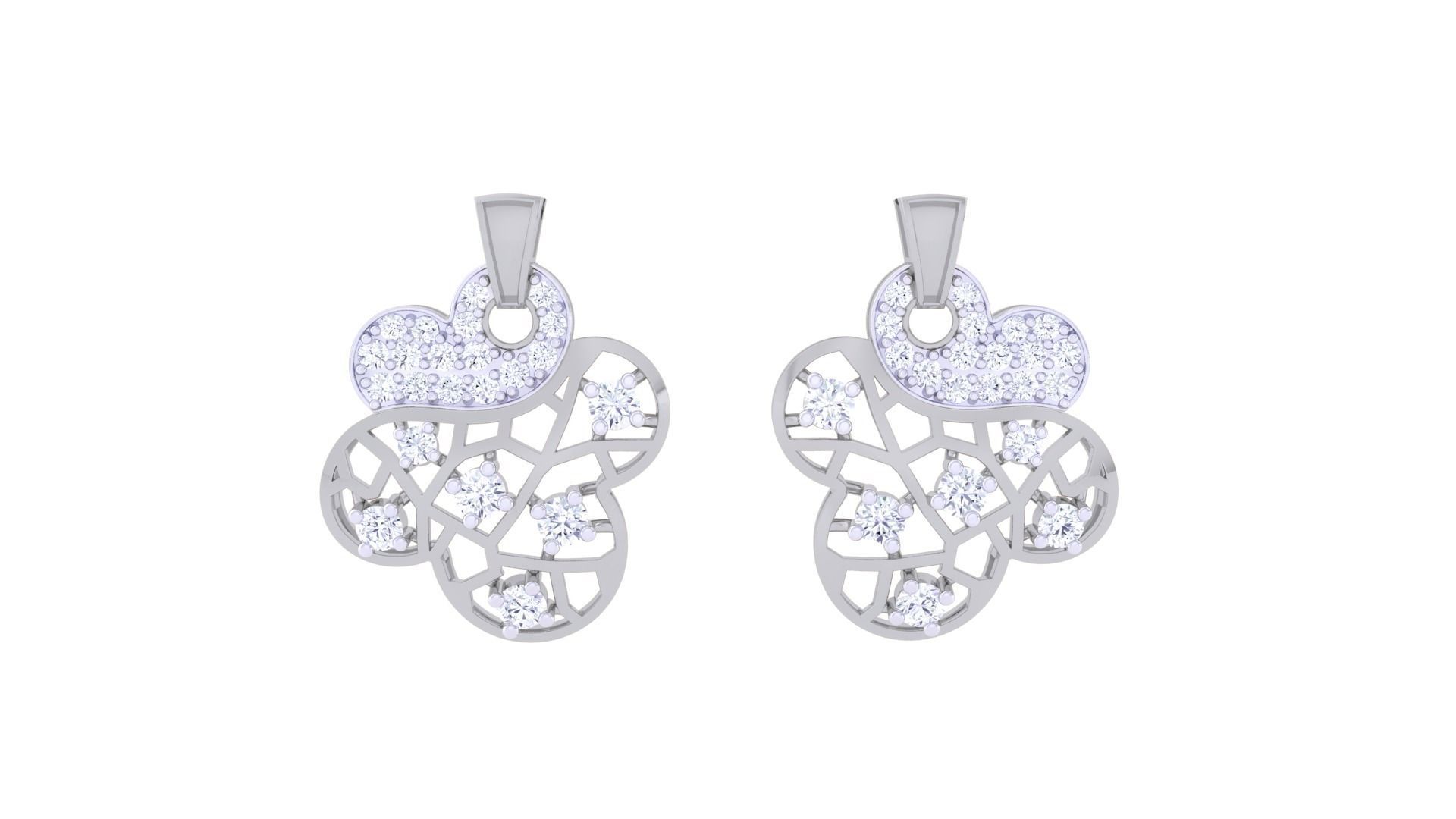 Women studs Earrings 3dm stl 3mf obj glb gltf mtl render detail 3D print model_9