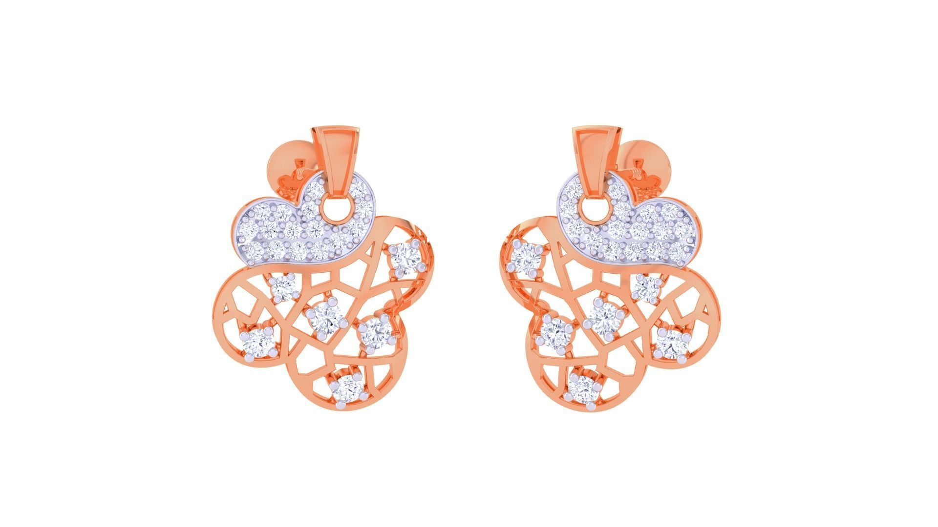 Women studs Earrings 3dm stl 3mf obj glb gltf mtl render detail 3D print model_6