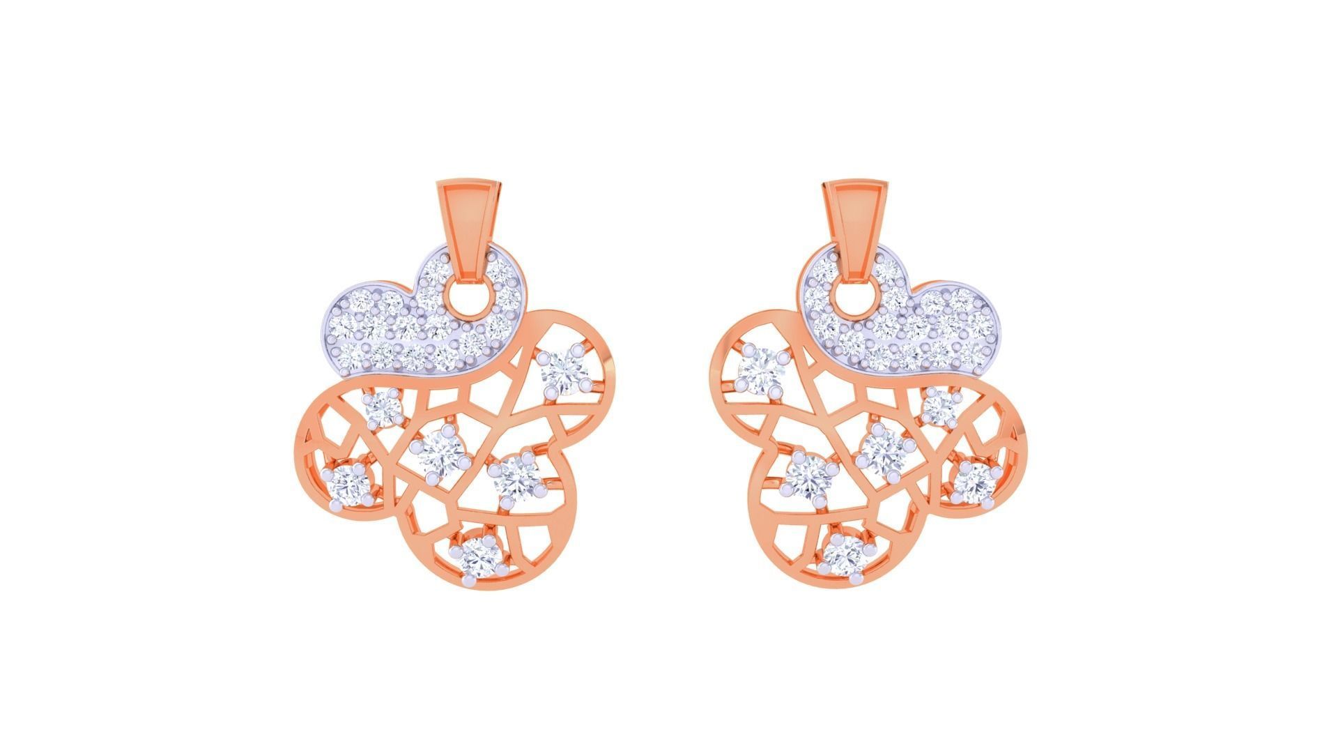 Women studs Earrings 3dm stl 3mf obj glb gltf mtl render detail 3D print model_8