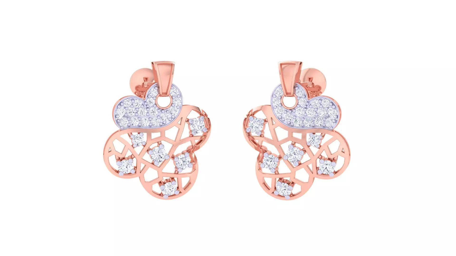 Women studs Earrings 3dm stl 3mf obj glb gltf mtl render detail 3D print model_0