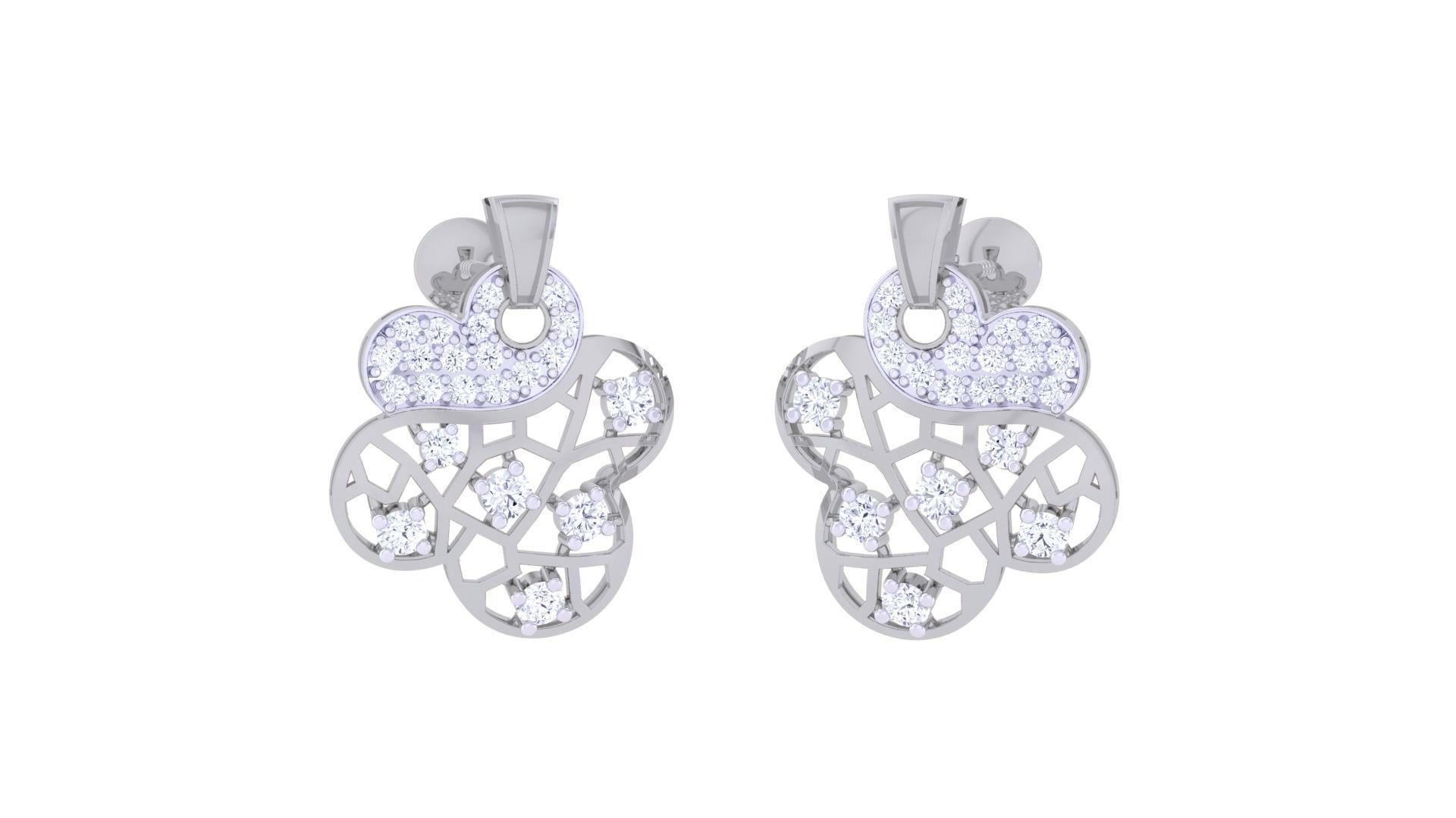 Women studs Earrings 3dm stl 3mf obj glb gltf mtl render detail 3D print model_5