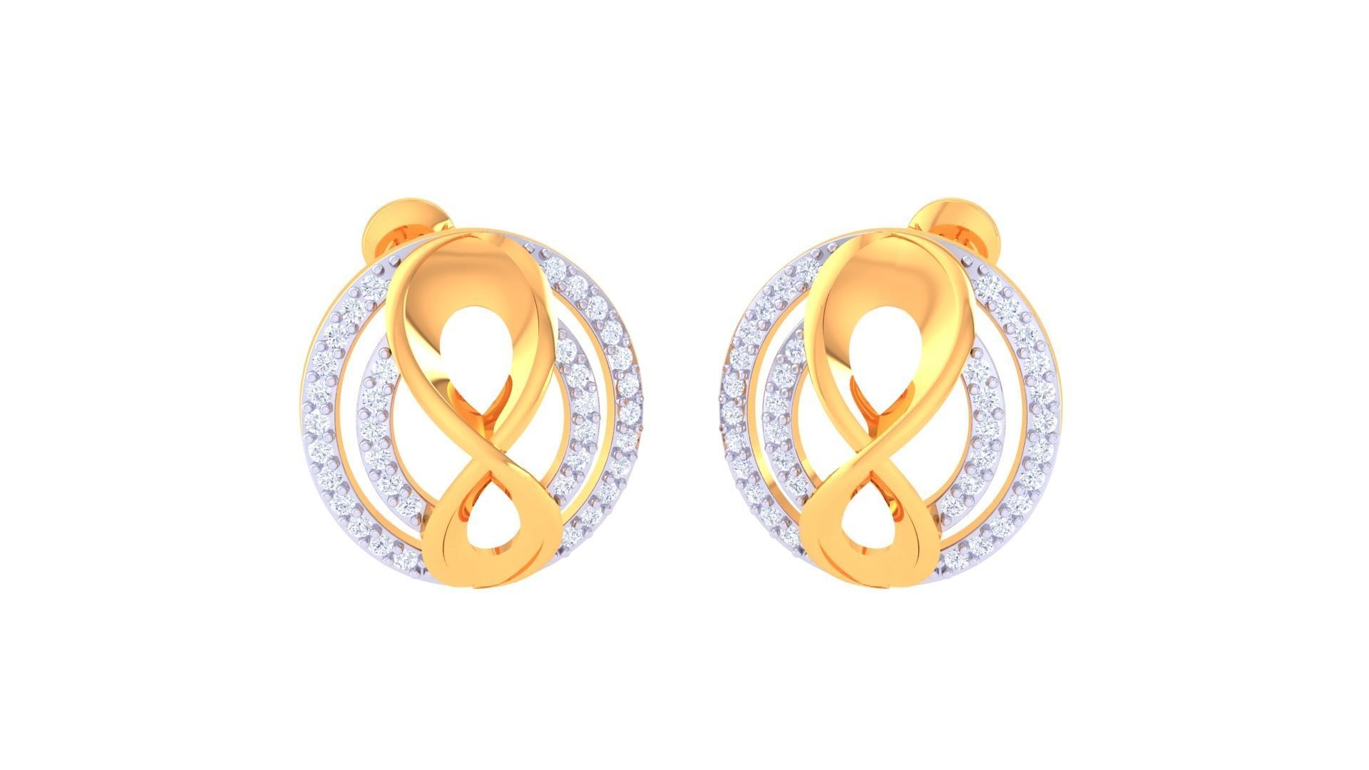 Women studs Earrings 3dm stl 3mf obj glb gltf mtl render detail 3D print model_3