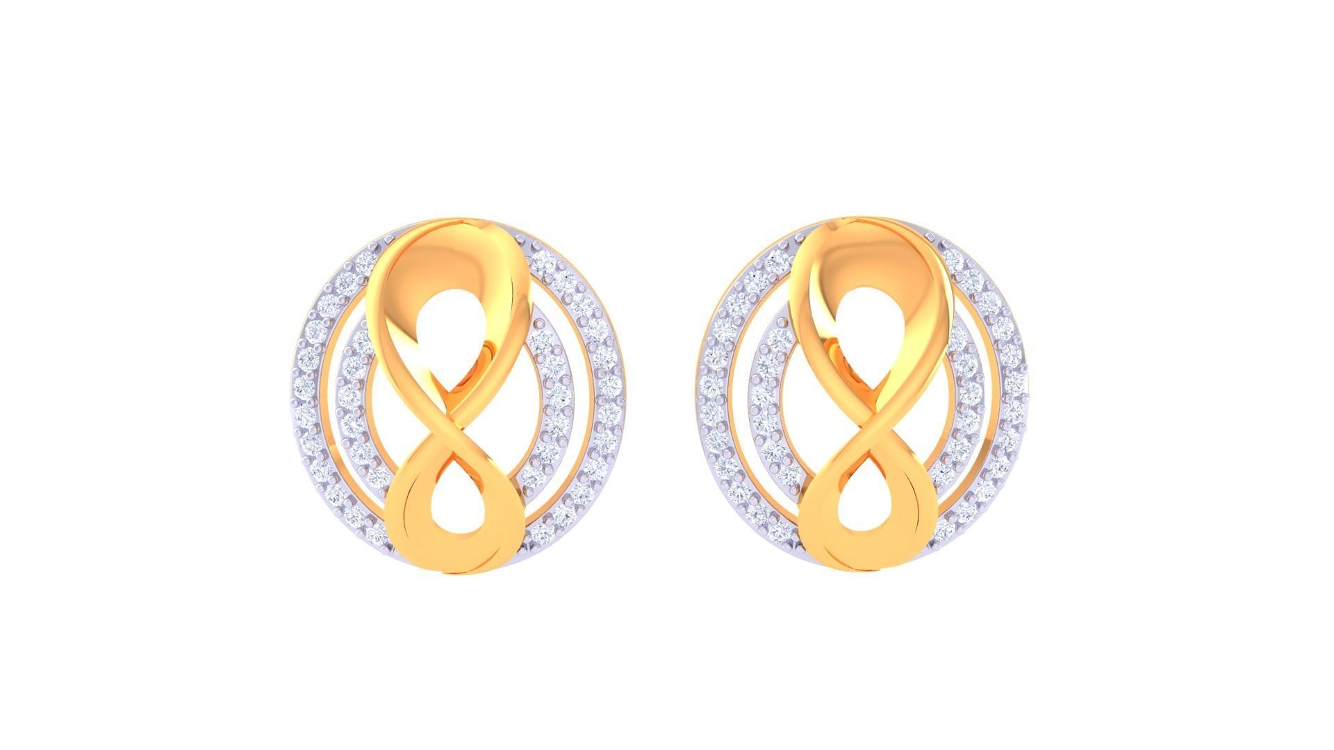 Women studs Earrings 3dm stl 3mf obj glb gltf mtl render detail 3D print model_8