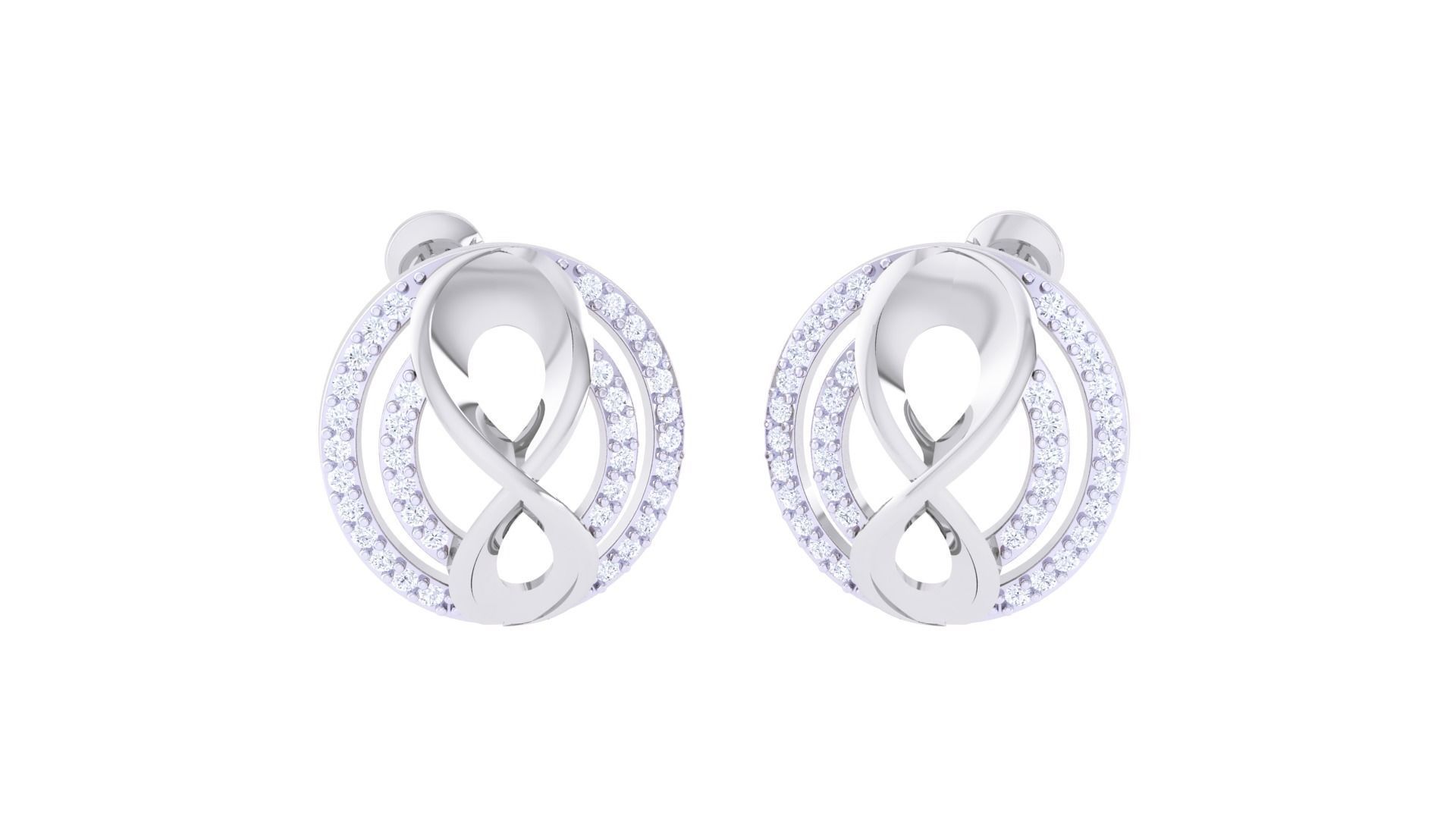 Women studs Earrings 3dm stl 3mf obj glb gltf mtl render detail 3D print model_1