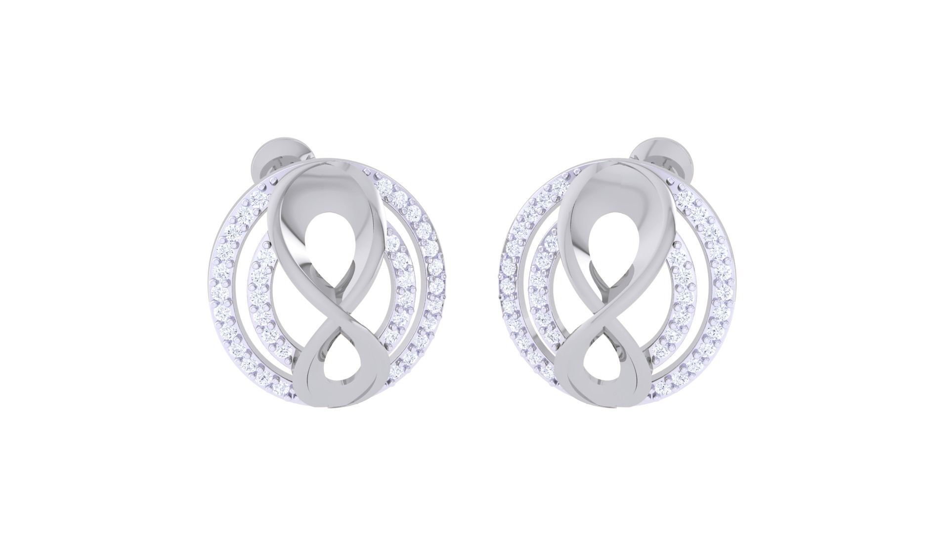 Women studs Earrings 3dm stl 3mf obj glb gltf mtl render detail 3D print model_6