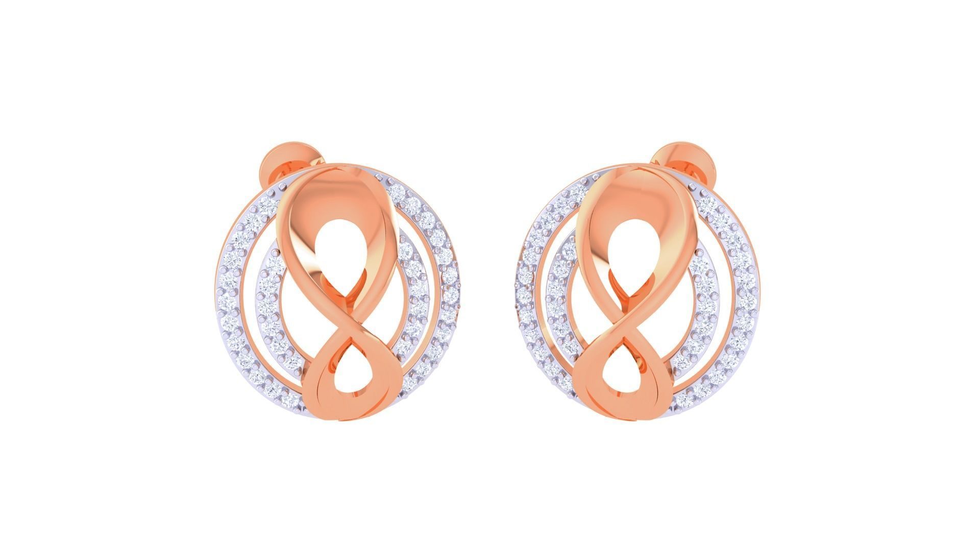 Women studs Earrings 3dm stl 3mf obj glb gltf mtl render detail 3D print model_5