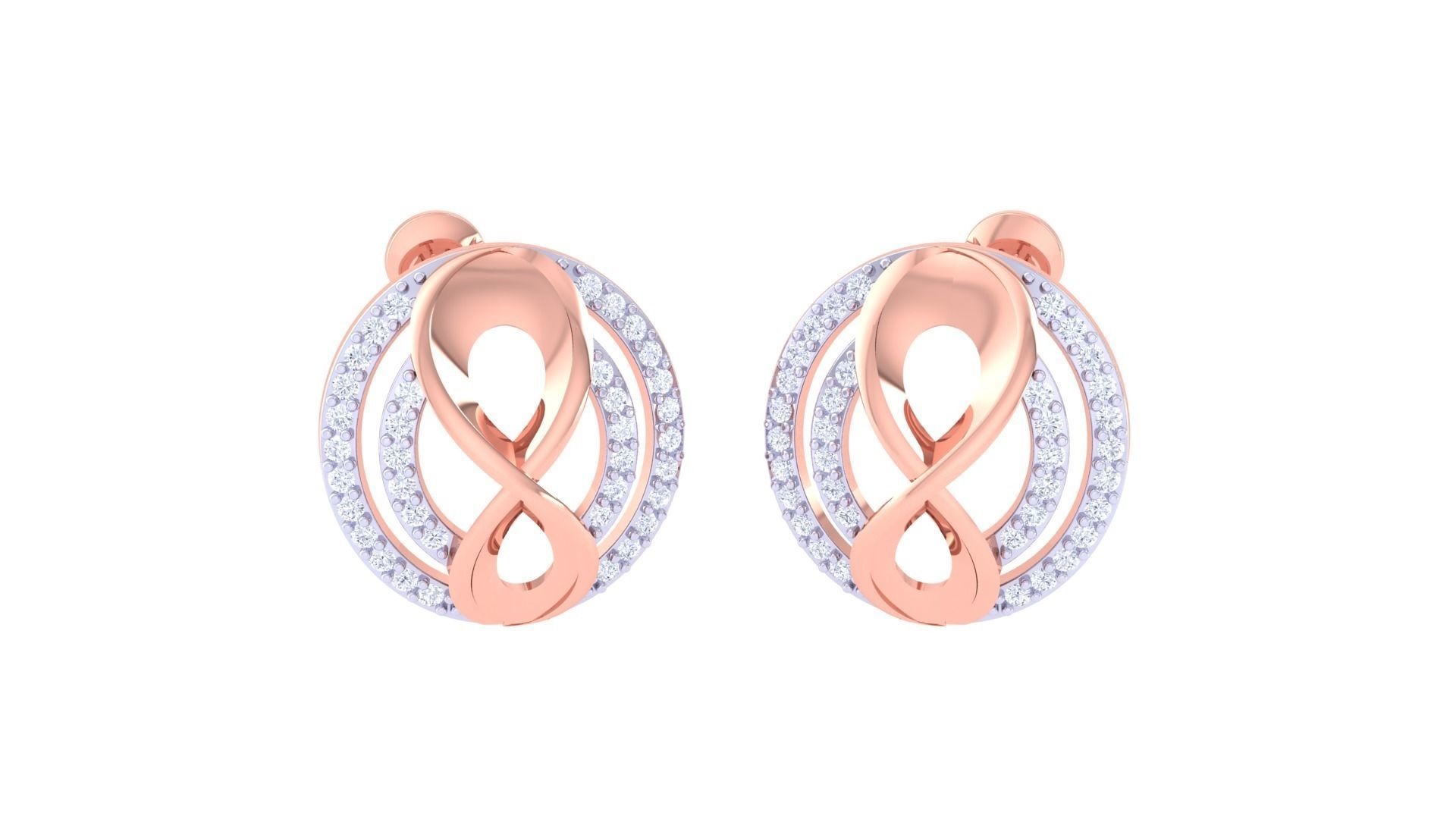 Women studs Earrings 3dm stl 3mf obj glb gltf mtl render detail 3D print model_2