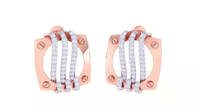 Women studs Earrings 3dm stl 3mf obj glb gltf mtl render detail