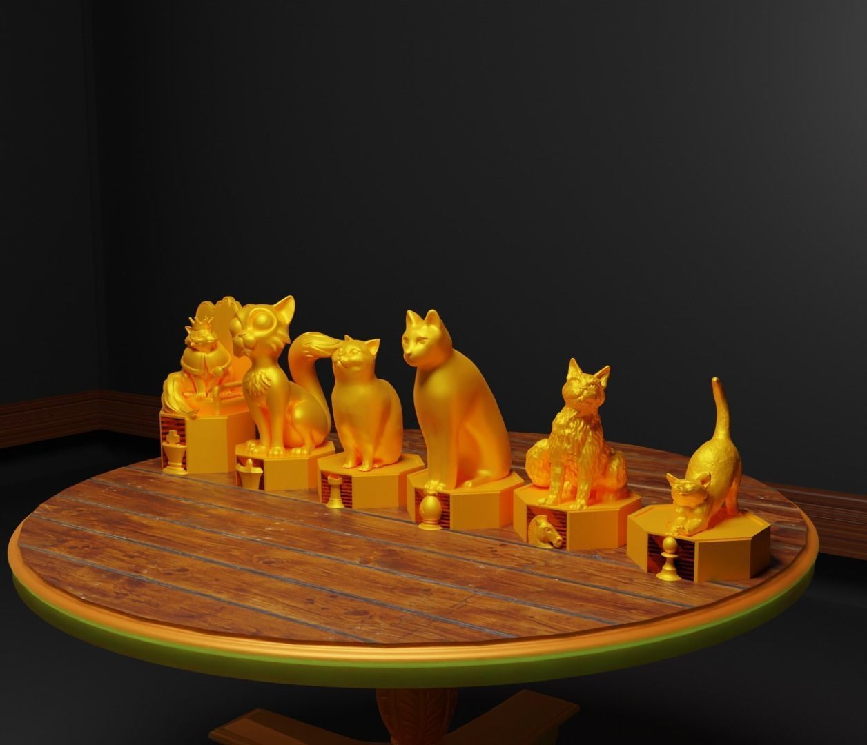 Dog Versus Cat Figure Chess Set Pet Character Chess Pieces 3D model 3D ...