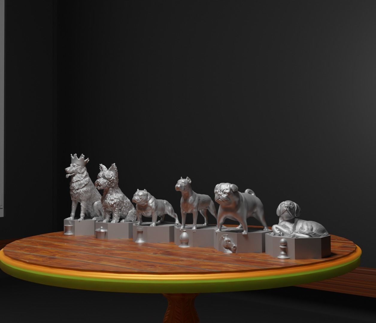 Dog Versus Cat Figure Chess Set Pet Character Chess Pieces 3D model 3D ...