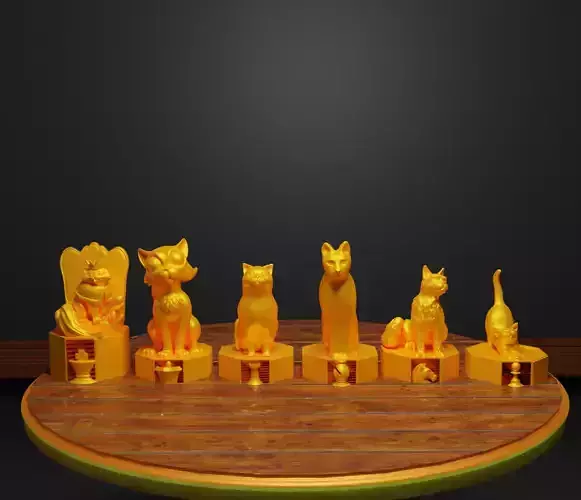 Dog Versus Cat Figure Chess Set Pet Character Chess Pieces  3D print model