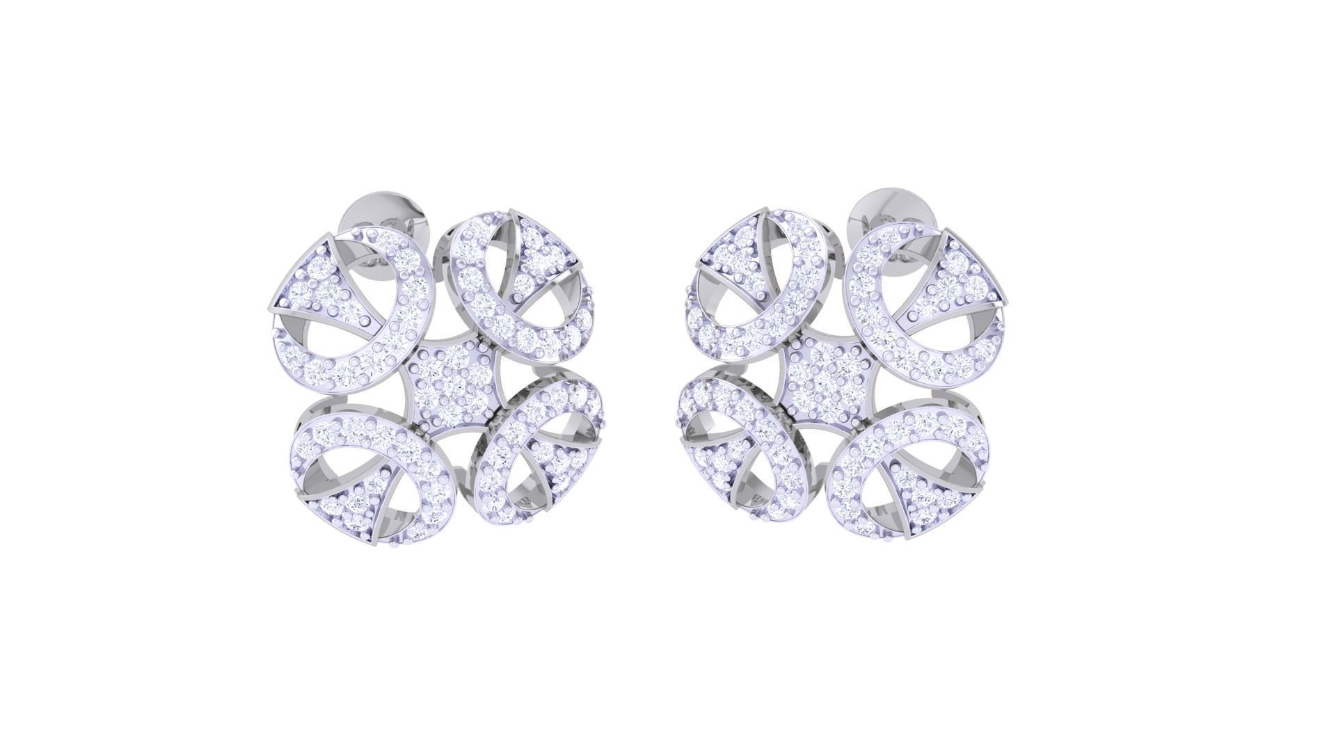 Women studs Earrings 3dm stl 3mf obj glb gltf mtl render detail 3D print model_5