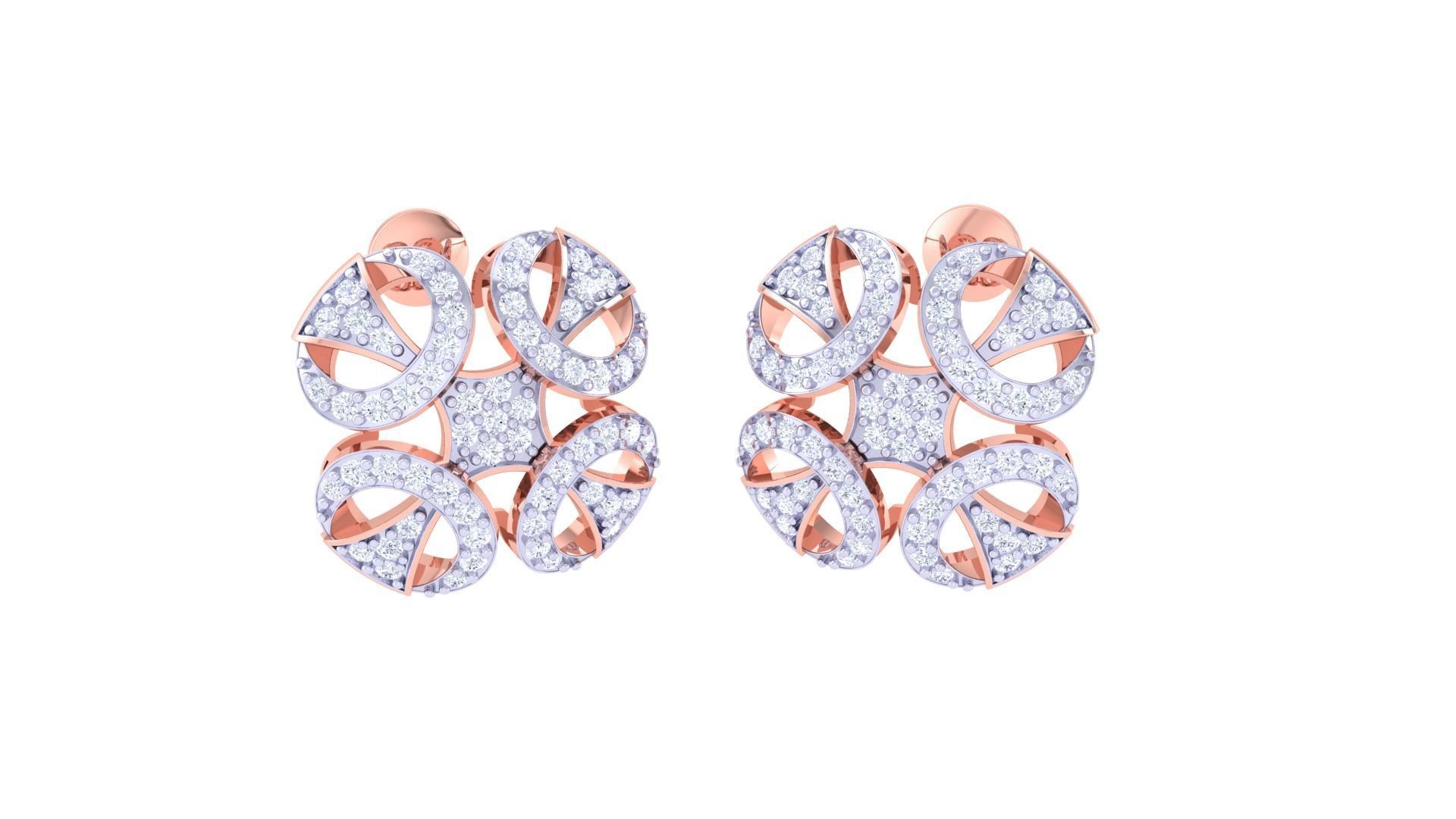 Women studs Earrings 3dm stl 3mf obj glb gltf mtl render detail 3D print model_2