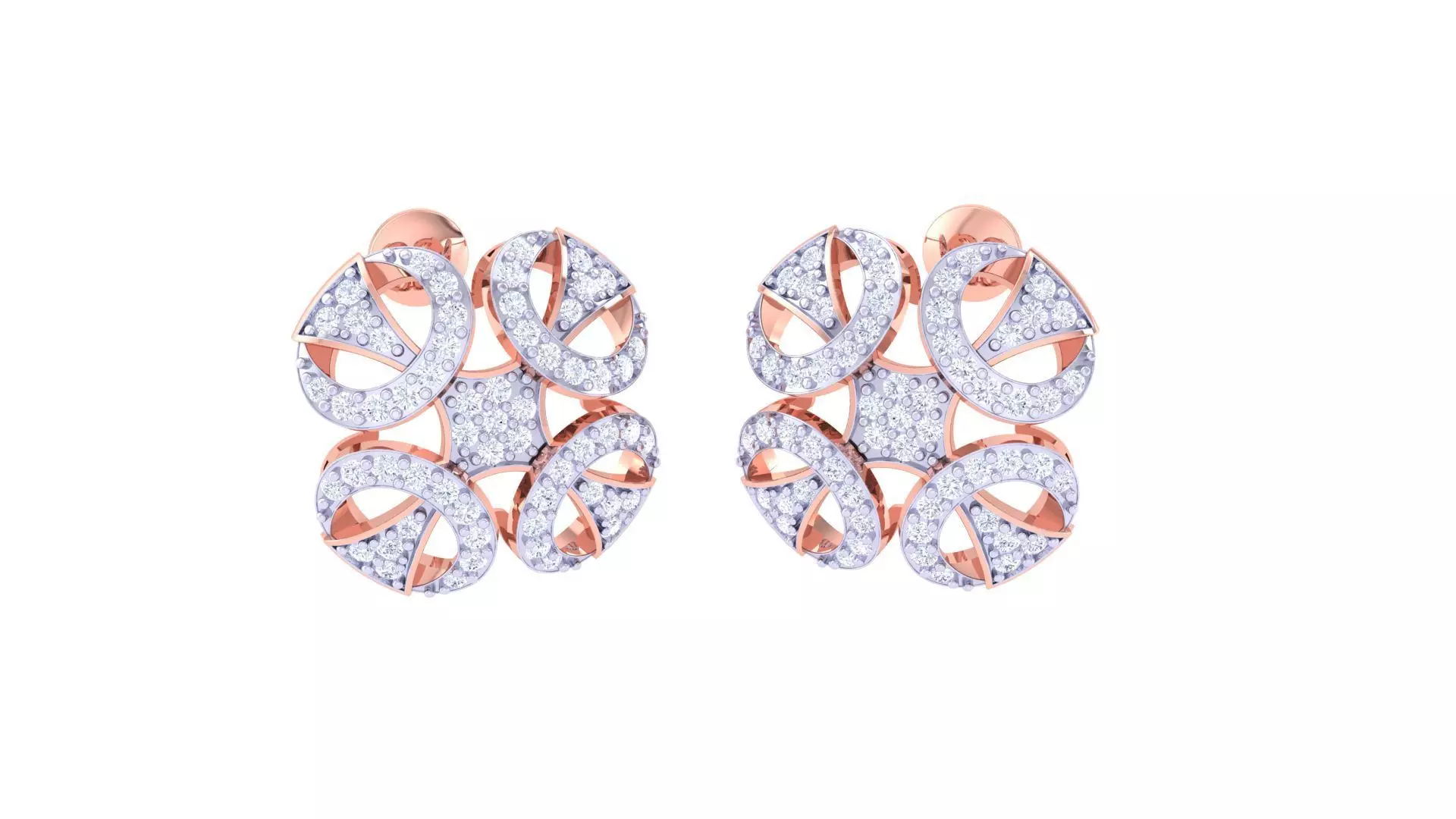 Women studs Earrings 3dm stl 3mf obj glb gltf mtl render detail 3D print model_0