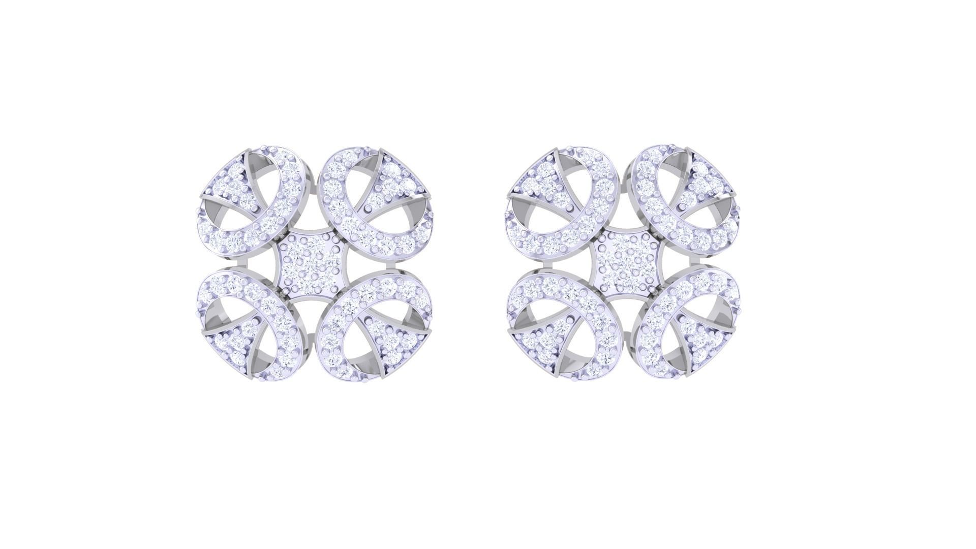 Women studs Earrings 3dm stl 3mf obj glb gltf mtl render detail 3D print model_8